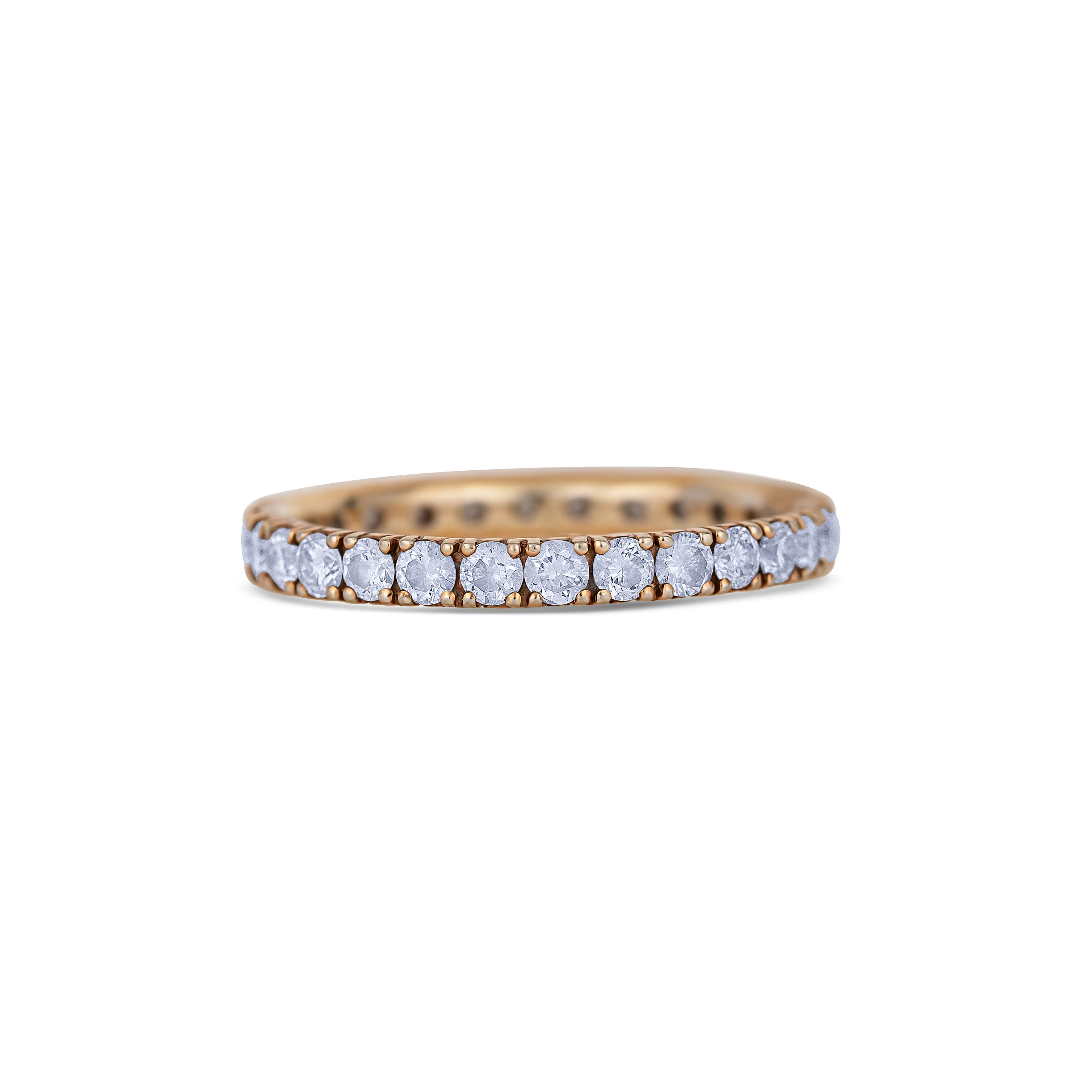 18K Rose Gold Round Cut White Diamond Eternity Wedding Band - Image 2