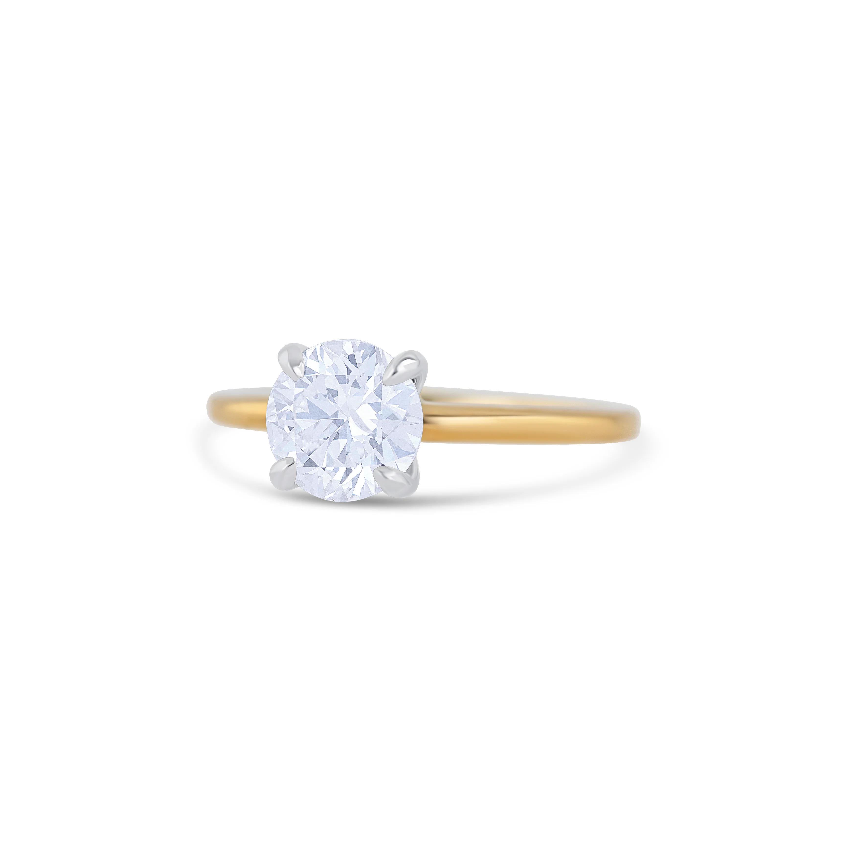 18K Two-Tone Gold Round Cut Diamond Solitaire Engagement Ring - Image 2