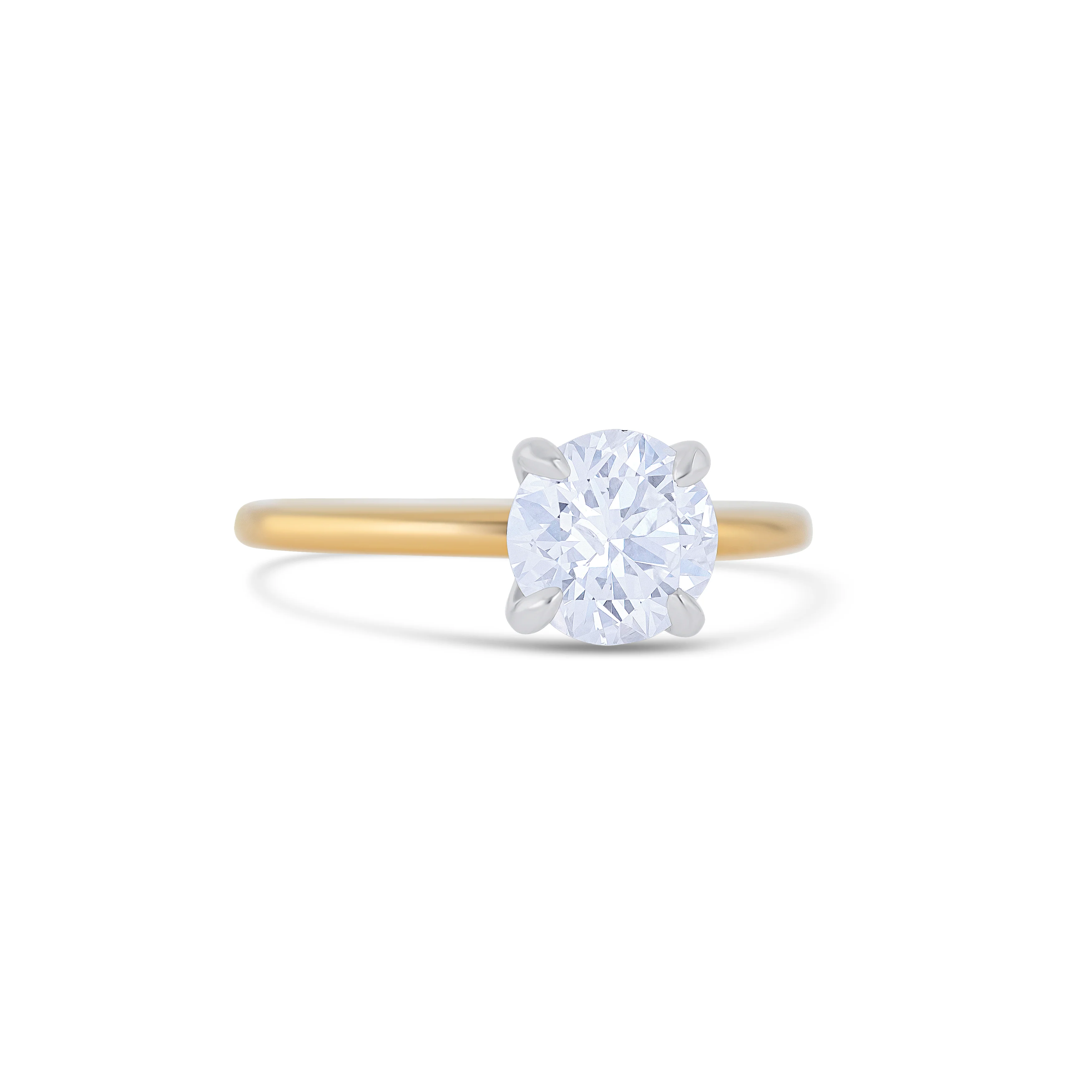18K Two-Tone Gold Round Cut Diamond Solitaire Engagement Ring - Image 3