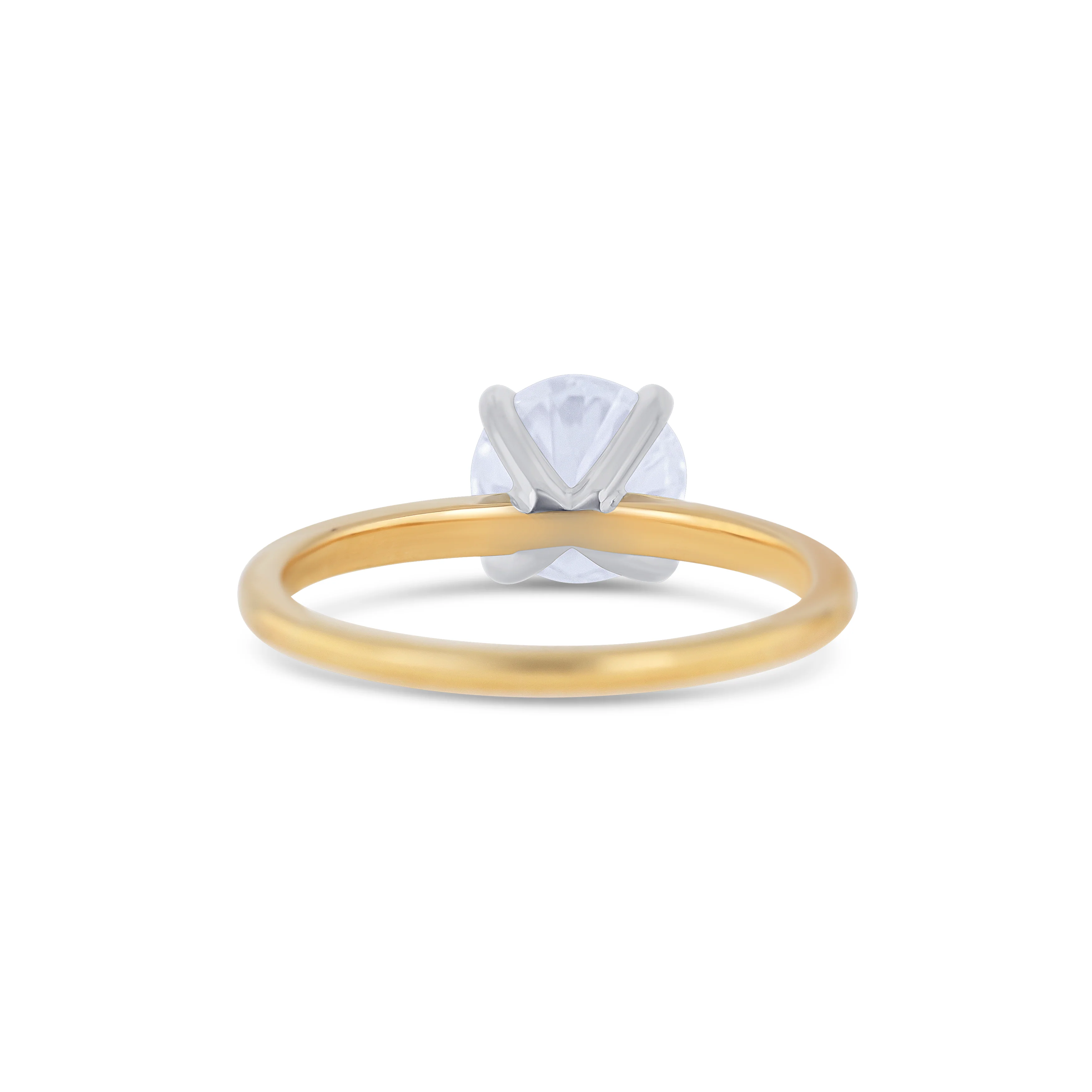 18K Two-Tone Gold Round Cut Diamond Solitaire Engagement Ring - Image 4
