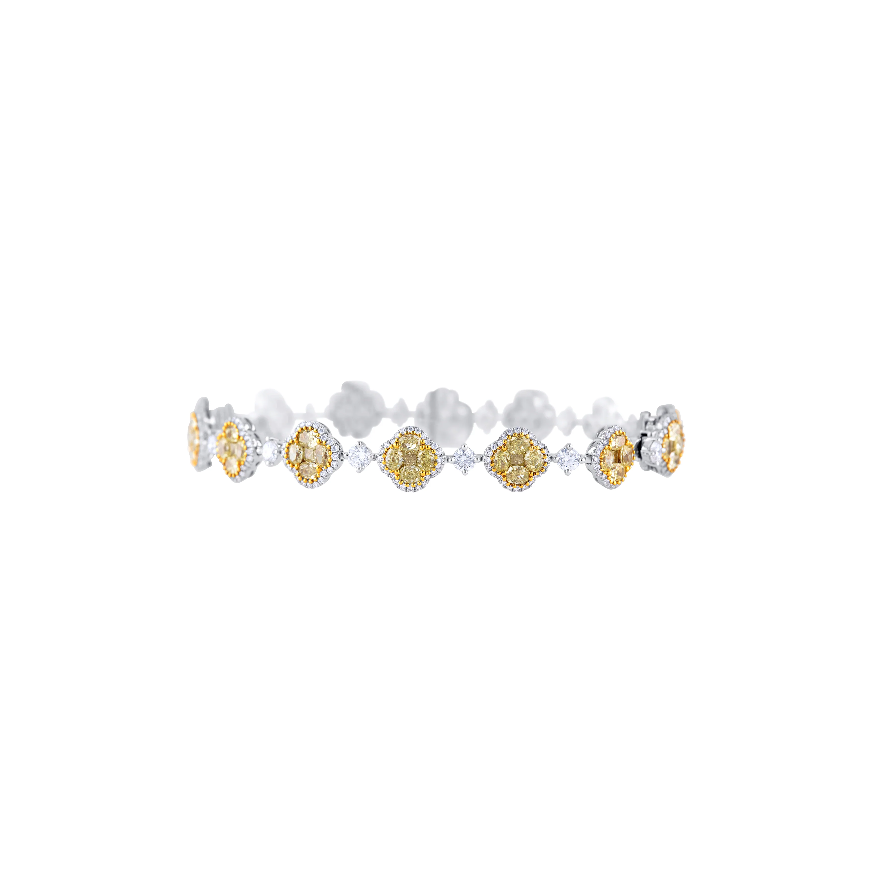 18K Two Tone Round Diamond Tennis Bracelet - Image 2