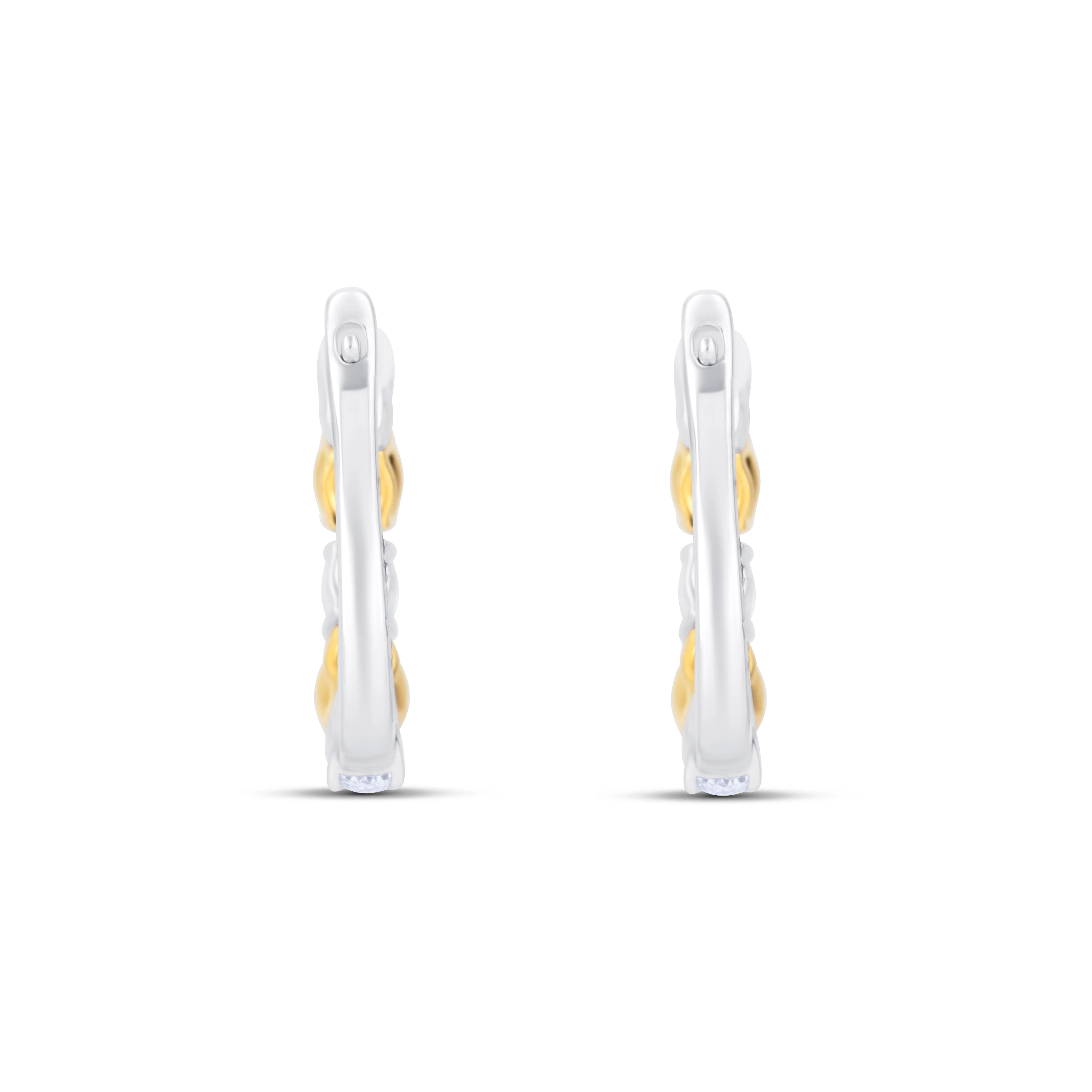 18K White Gold 4 Yellow Oval Diamond Huggie Earrings - Image 4