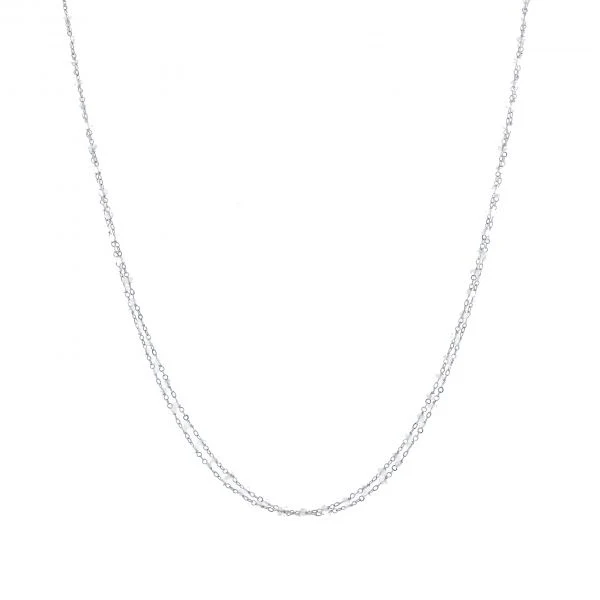 18K White Gold 40" Moonstone Briolette Necklace