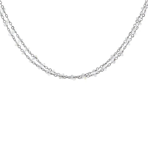 18K White Gold 40" Moonstone Briolette Necklace - Image 2