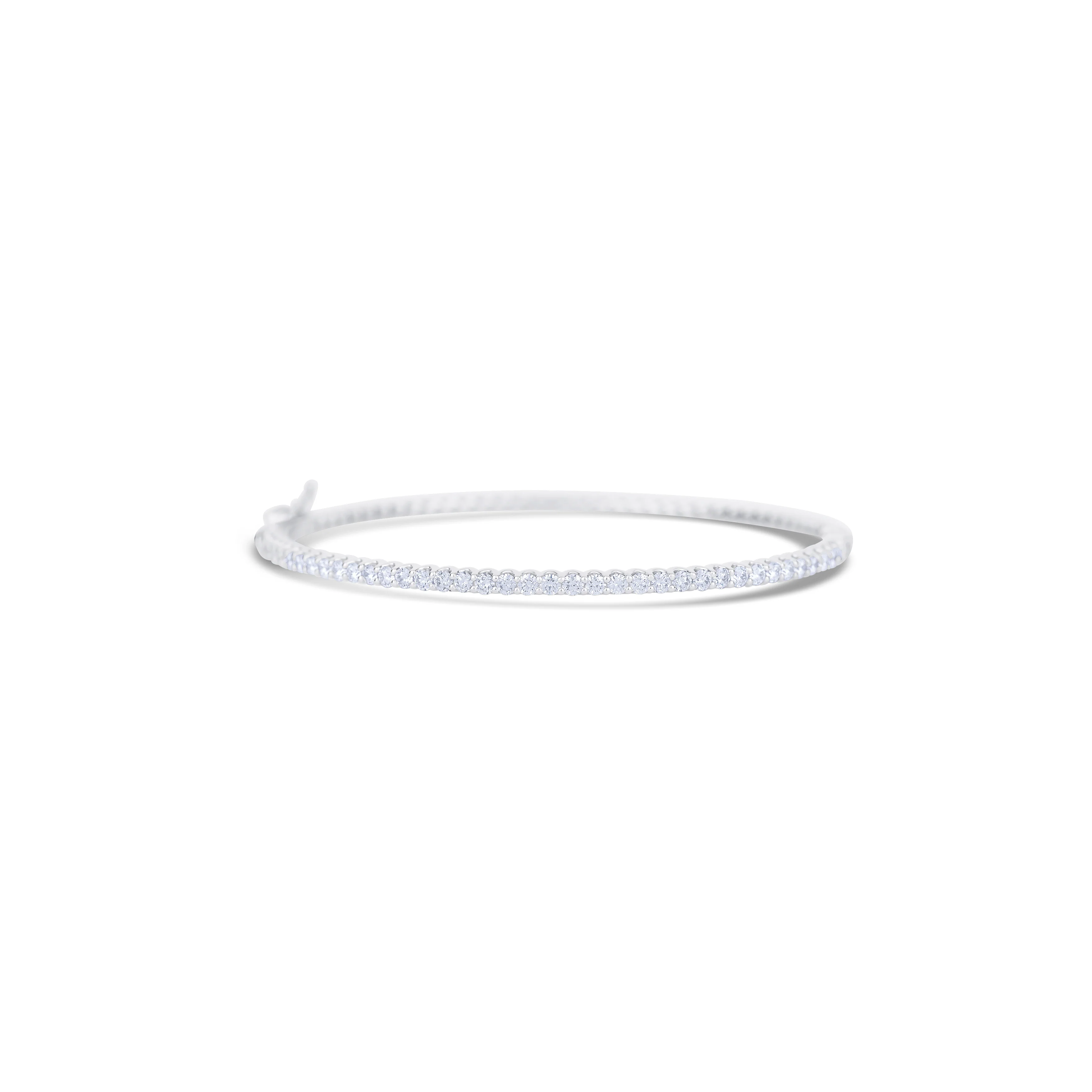 18K White Gold All Around Diamond Bangle Bracelet - Image 2