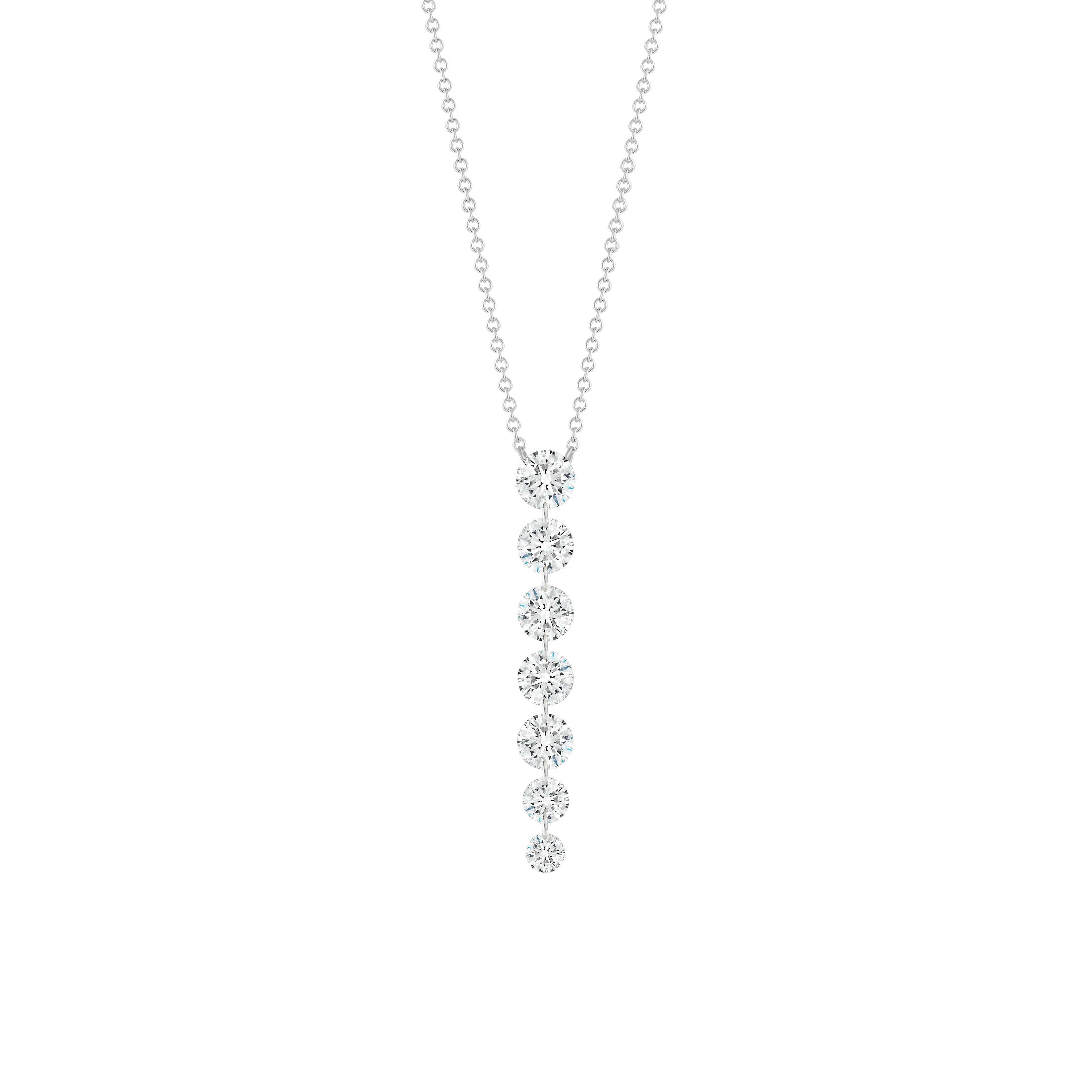 18k White Gold and Platinum Graduated Pierced Diamond Necklace