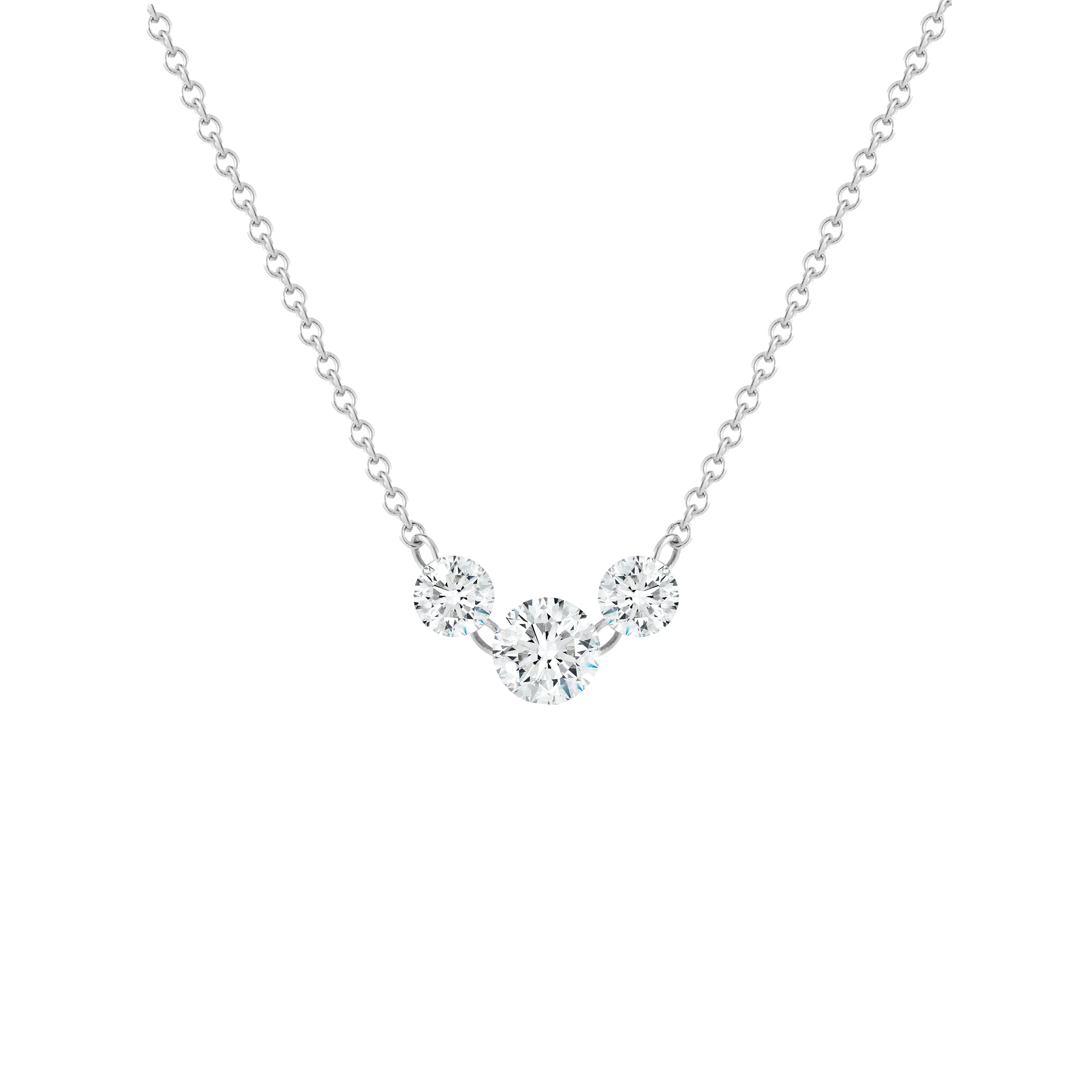 18k White Gold and Platinum Pierced Diamond Necklace