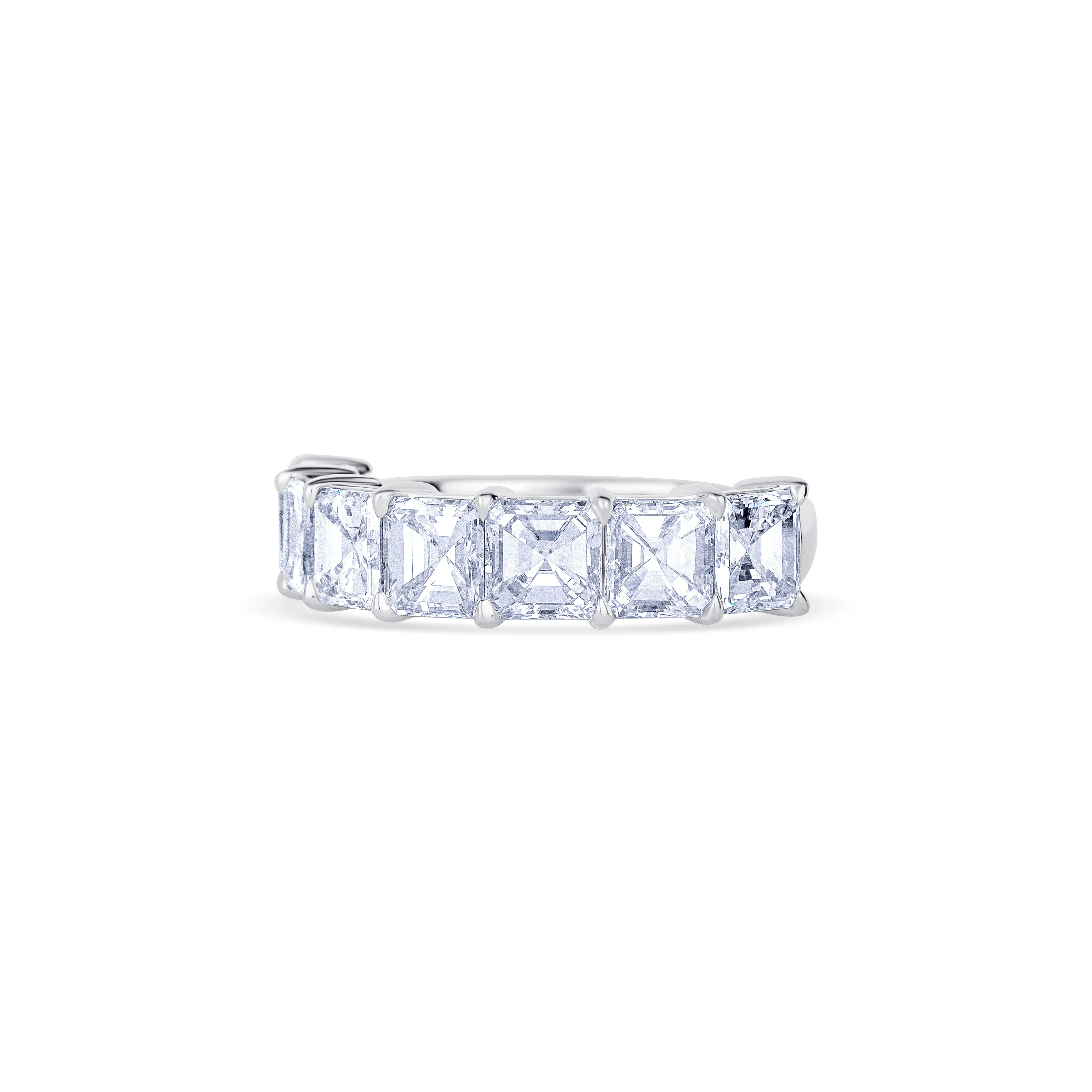 18K White Gold Asscher Cut Diamond Halfway Wedding Band - Image 2