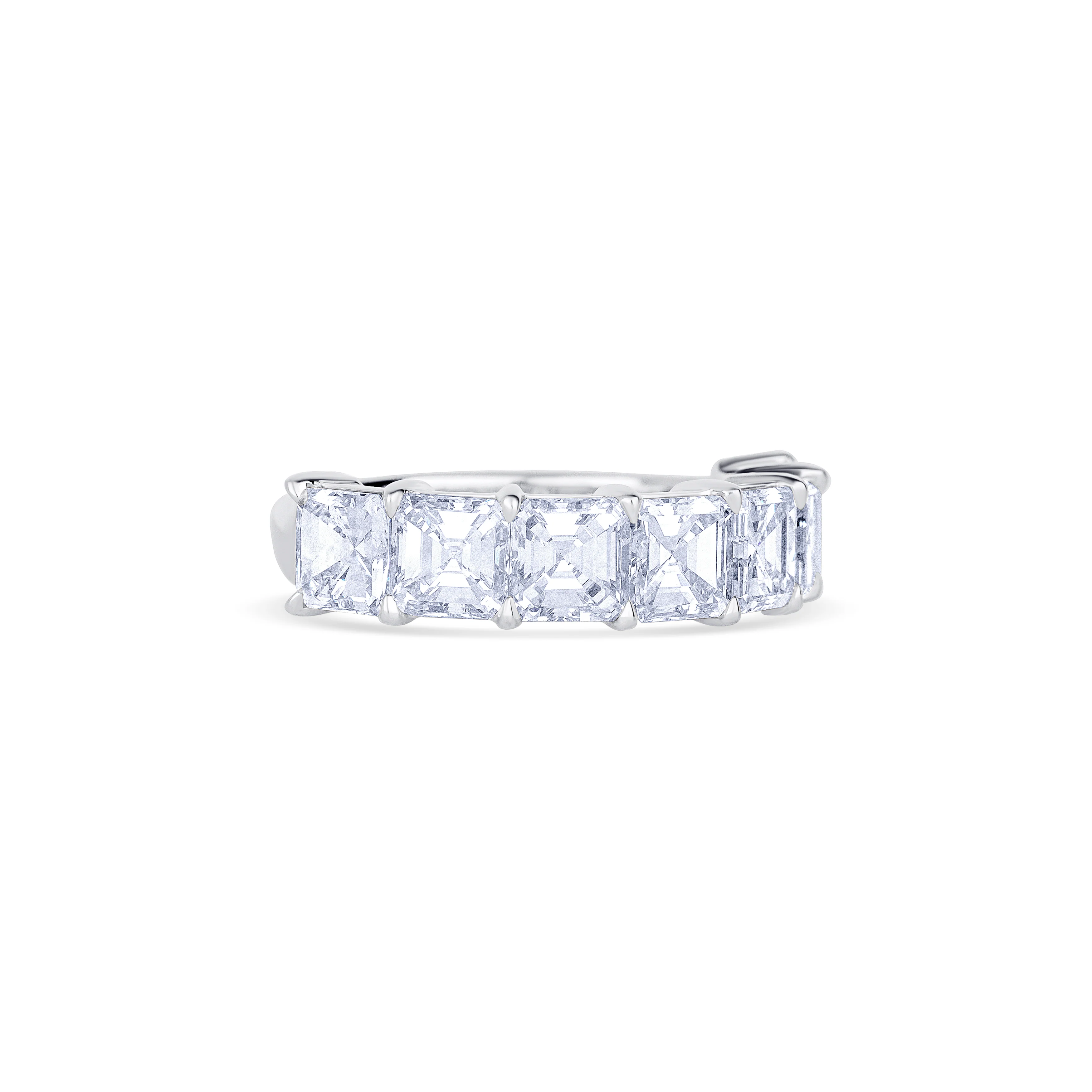 18K White Gold Asscher Cut Diamond Halfway Wedding Band - Image 3