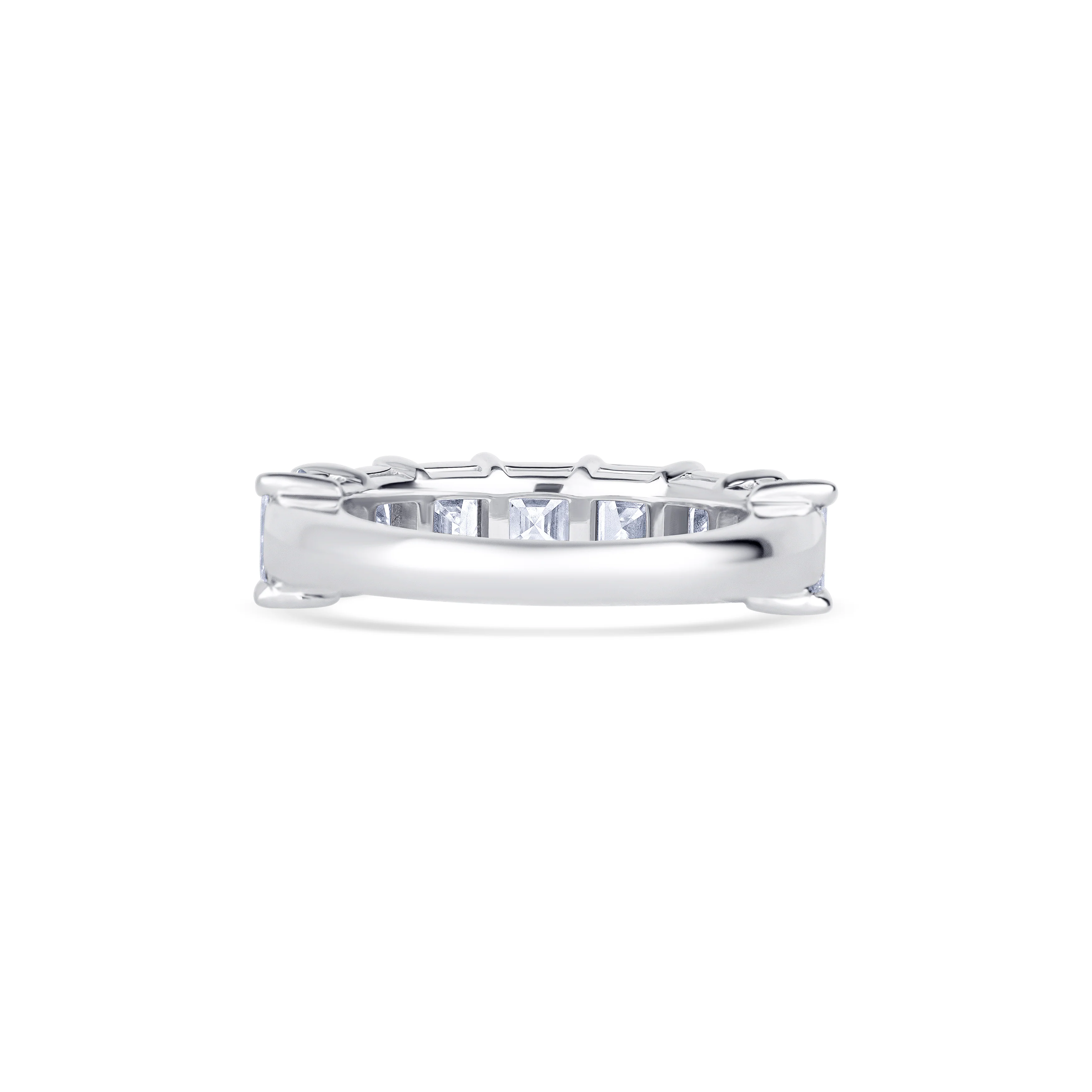 18K White Gold Asscher Cut Diamond Halfway Wedding Band - Image 4