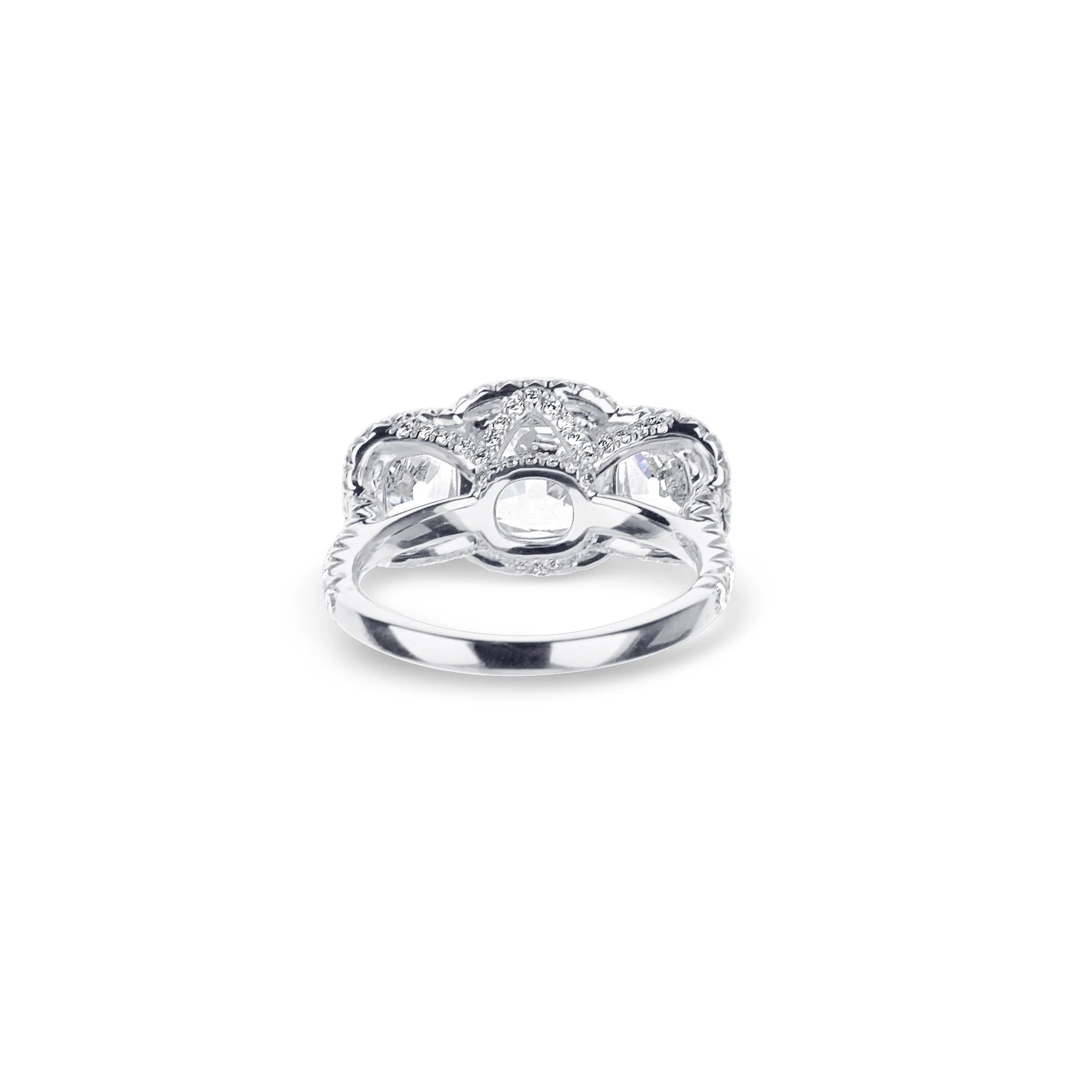 18K White Gold Cushion Cut Brilliant Diamond Engagement Ring - Image 3