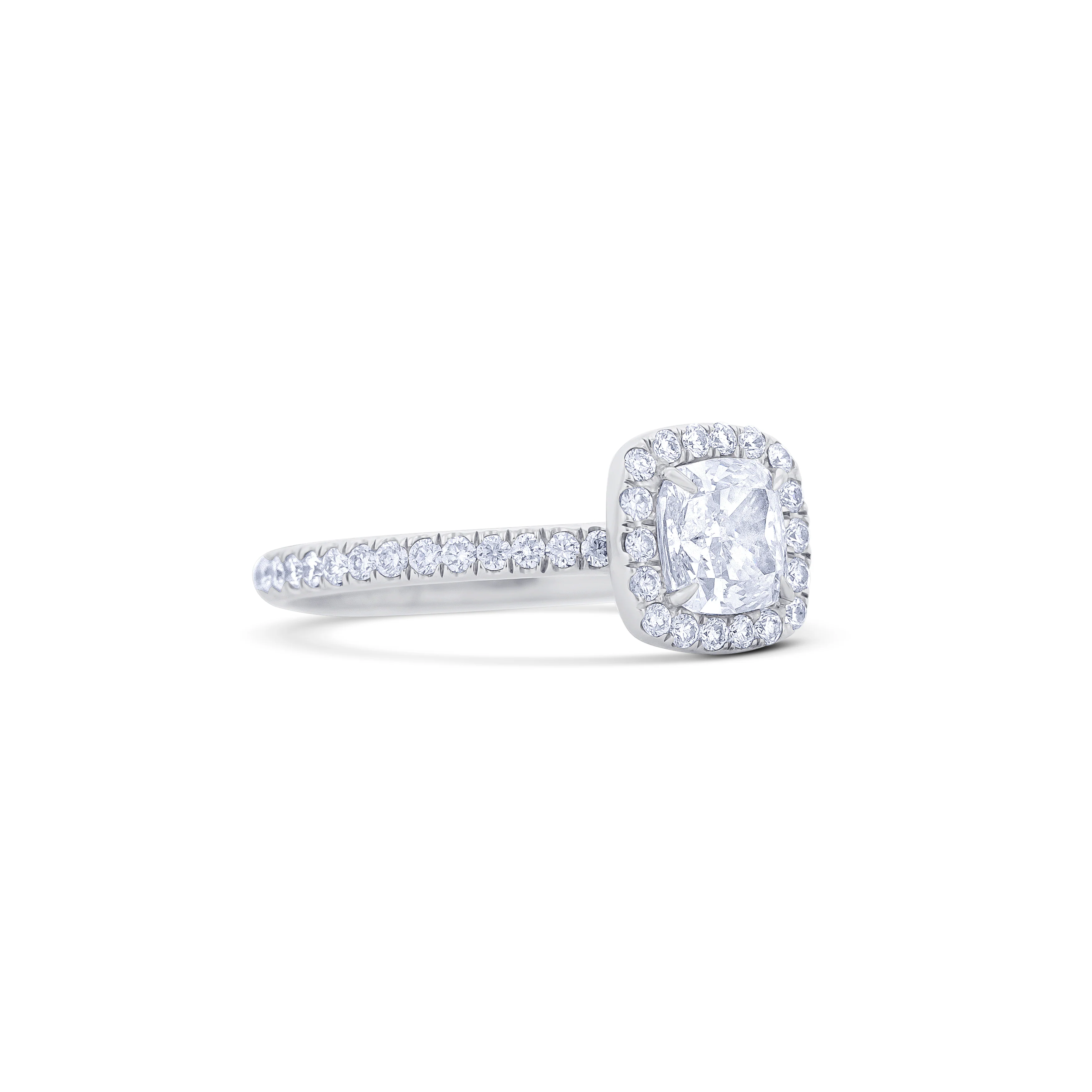18K White Gold Cushion  Diamond Halo Engagement Ring - Image 3