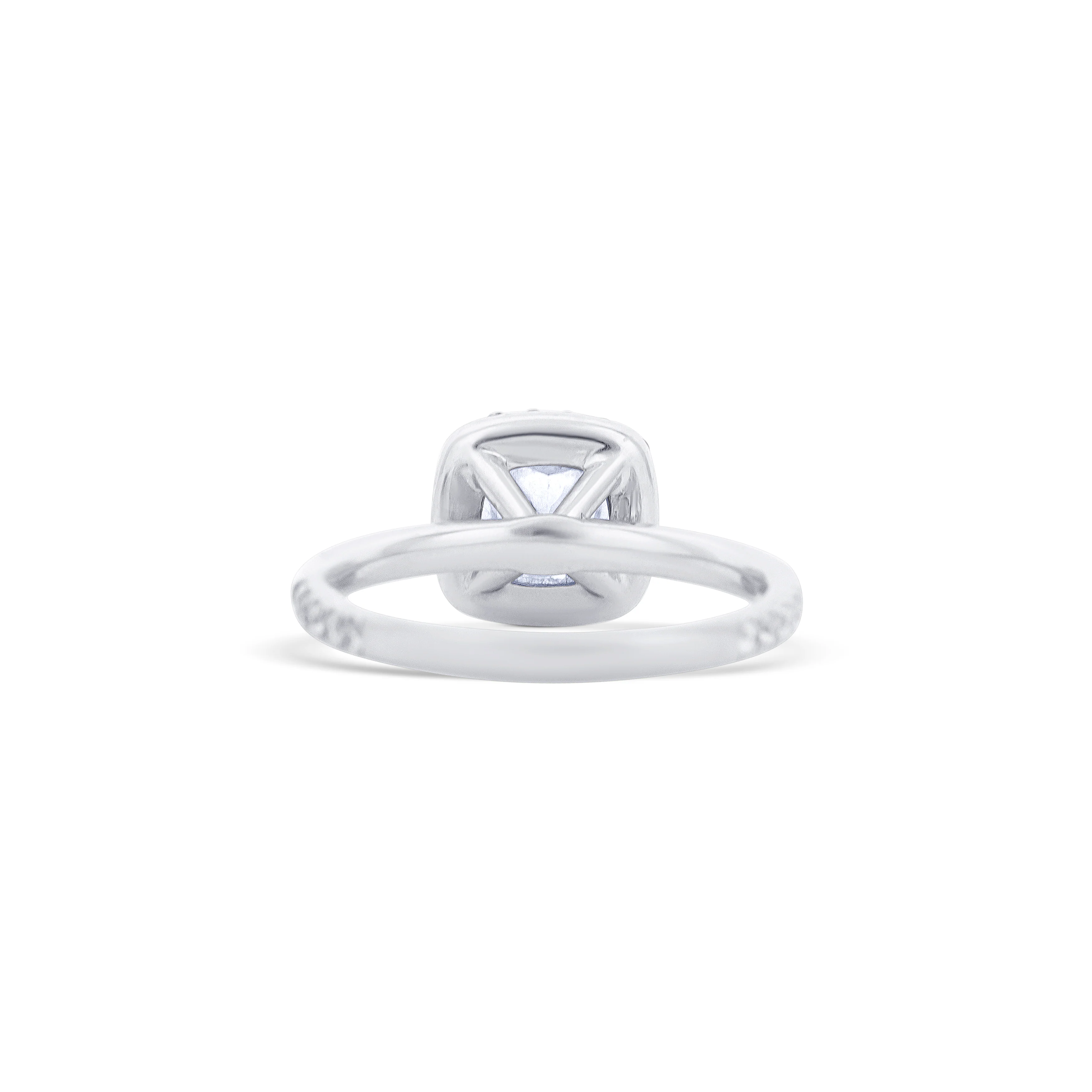 18K White Gold Cushion  Diamond Halo Engagement Ring - Image 4