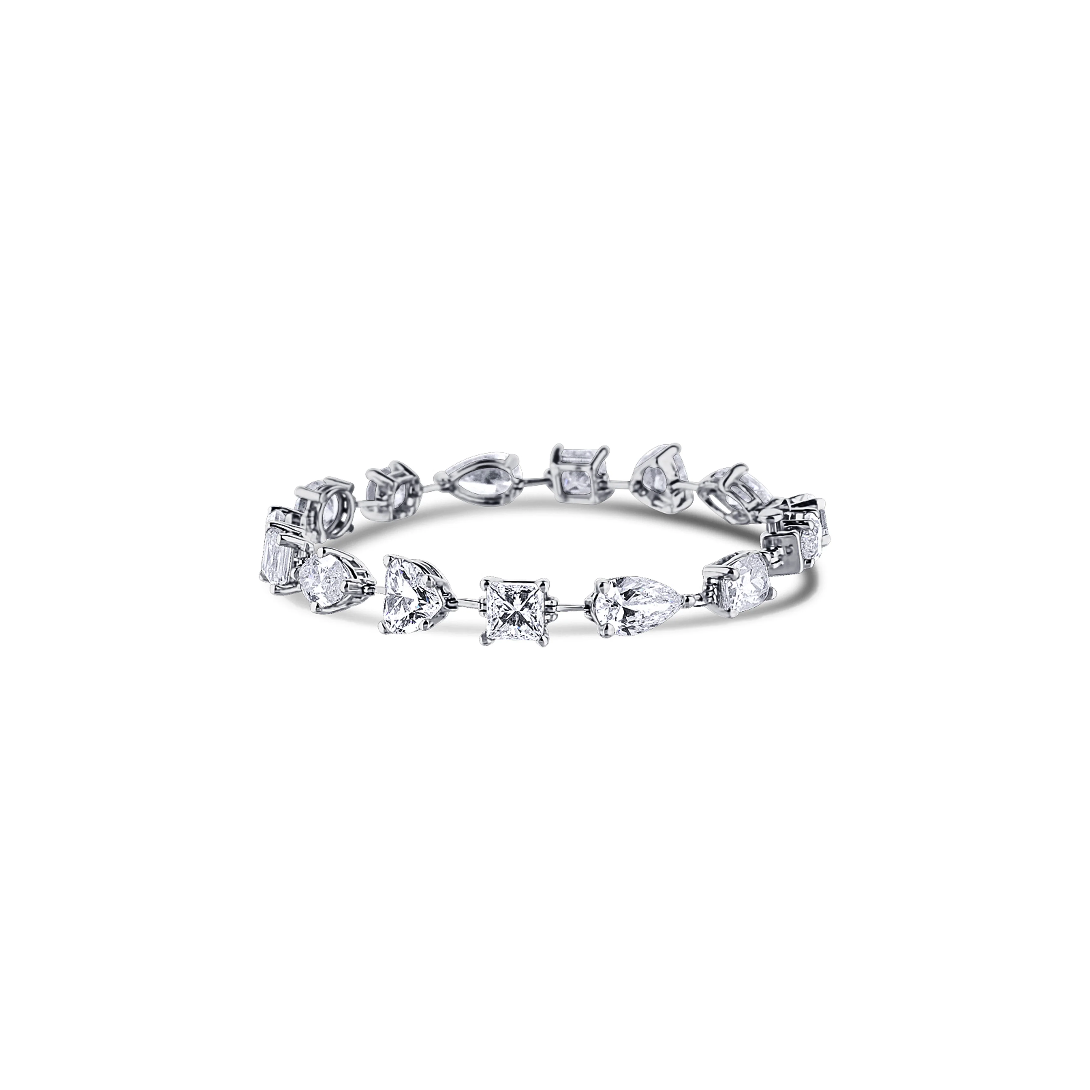18K White Gold Custom Multi-Cut Diamond Tennis Bracelet