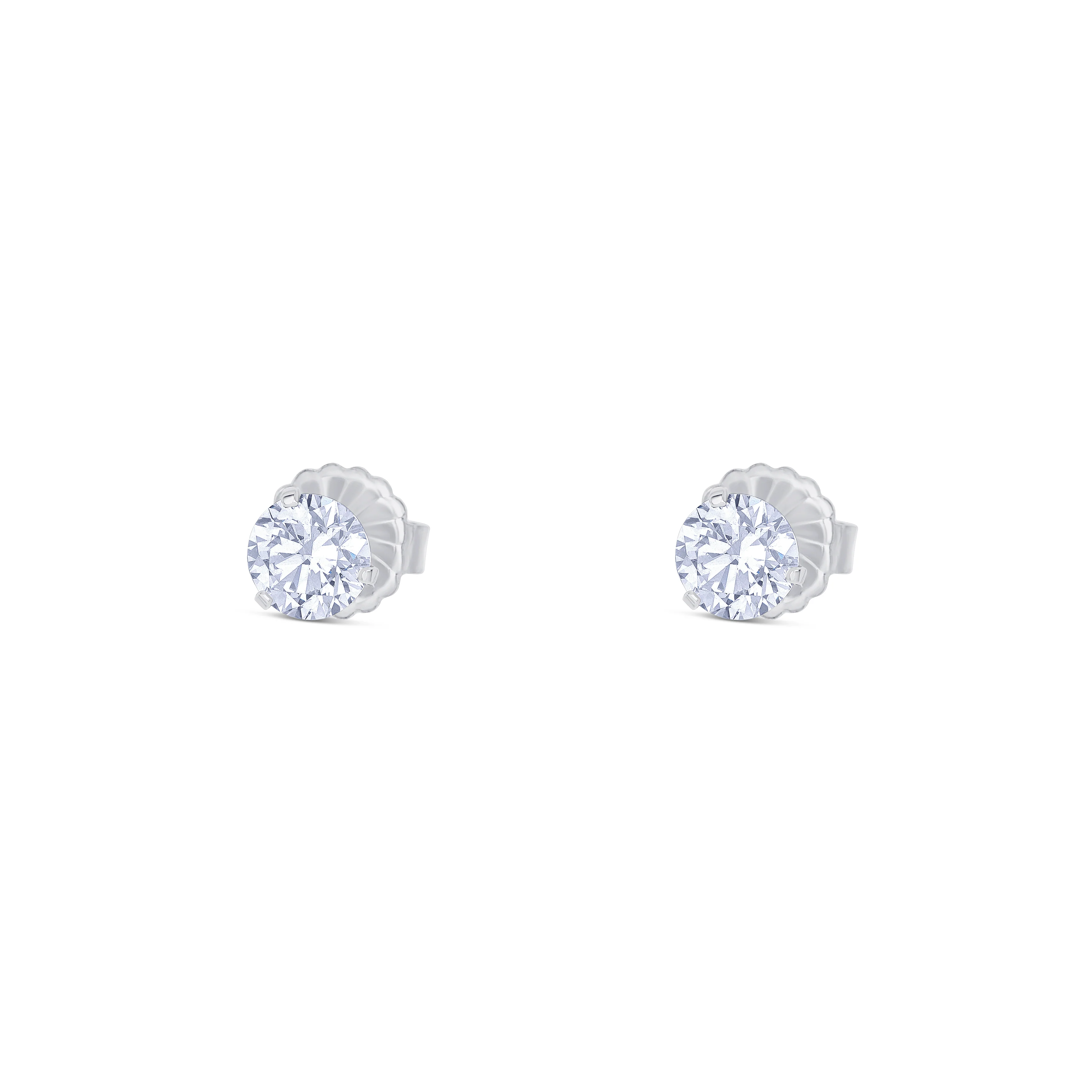 18K White Gold Diamond Cut Martini Stud Earrings - Image 2