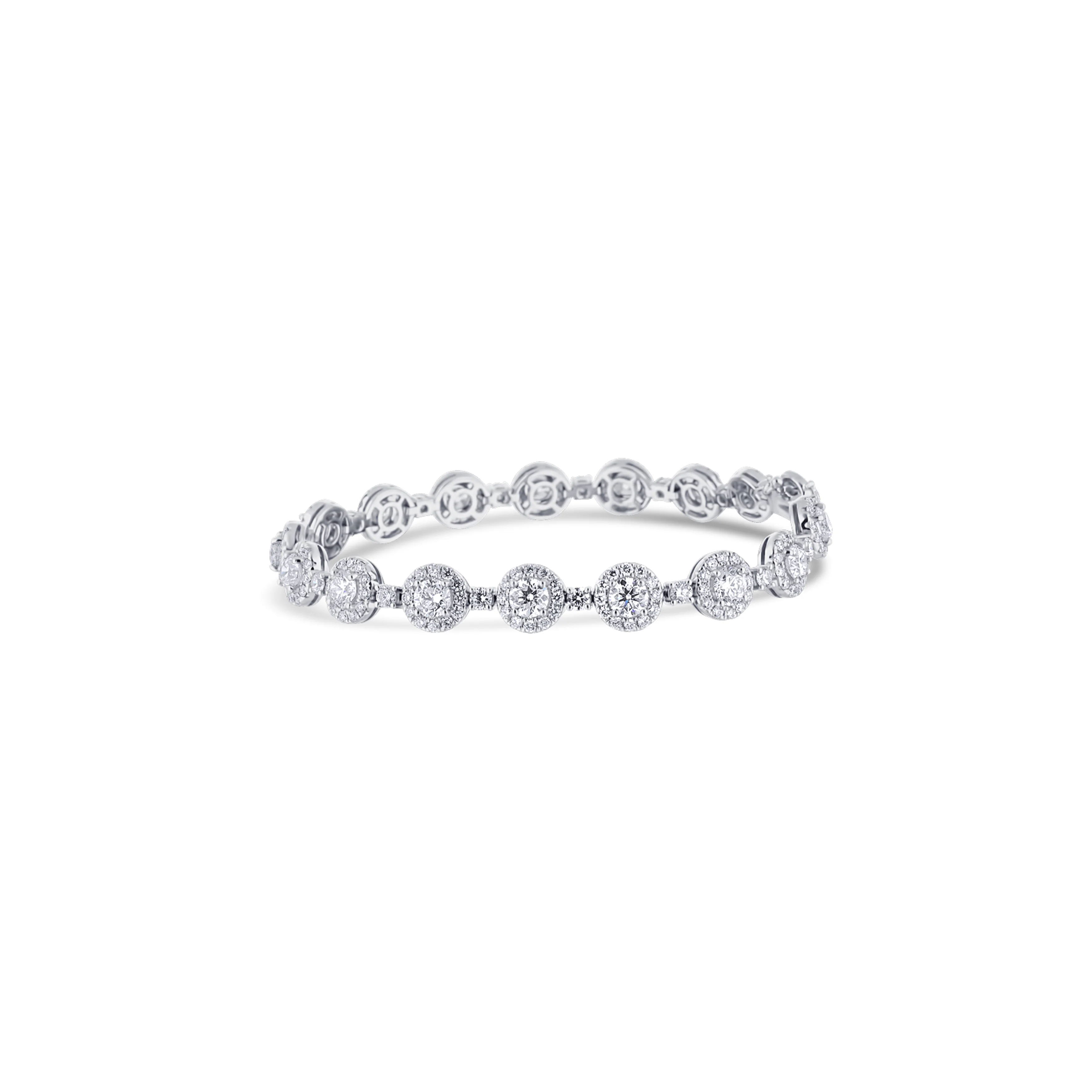 18K White Gold Diamond Halo Bracelet - Image 2
