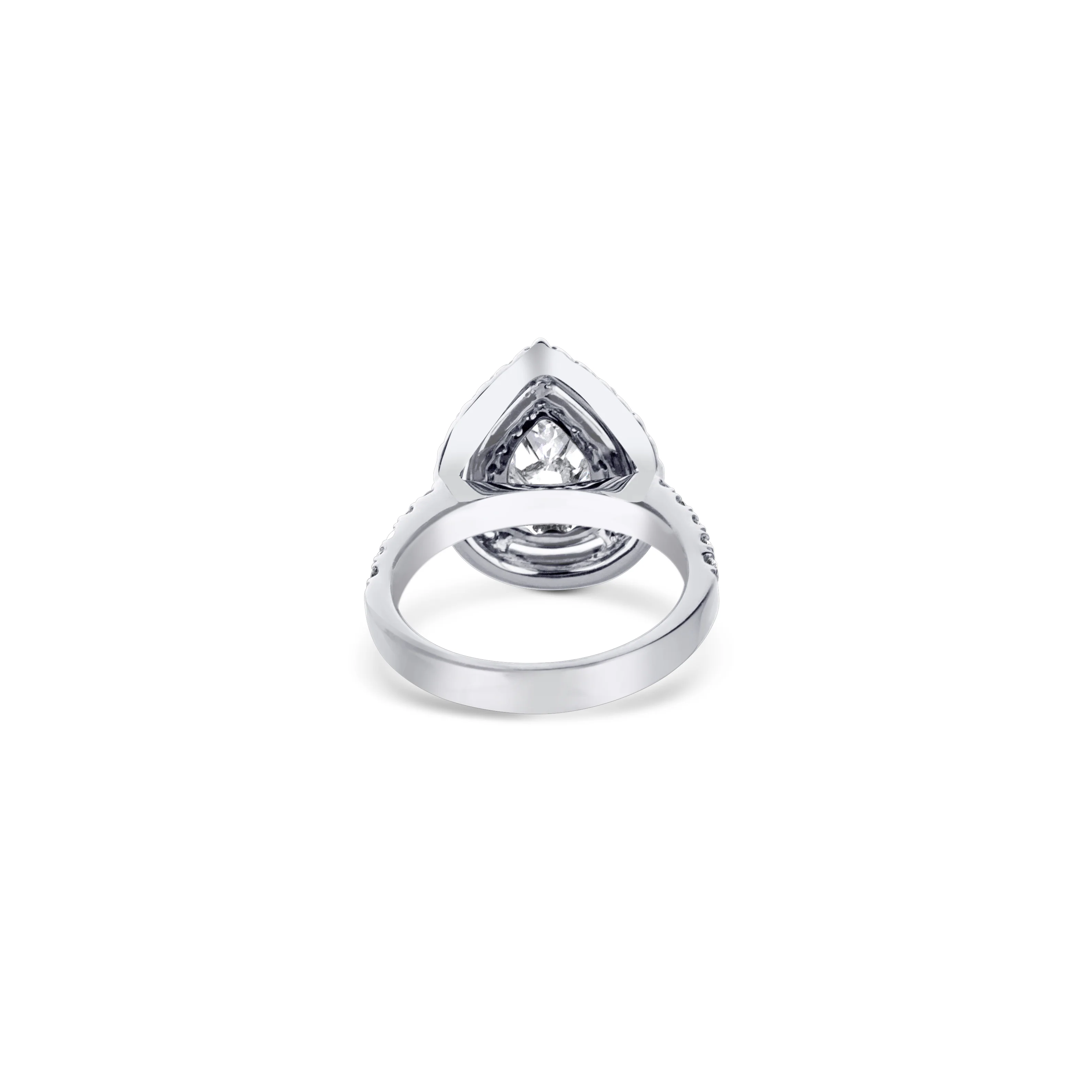 18K White Gold Double Halo Pear Diamond Engagement Ring - Image 4