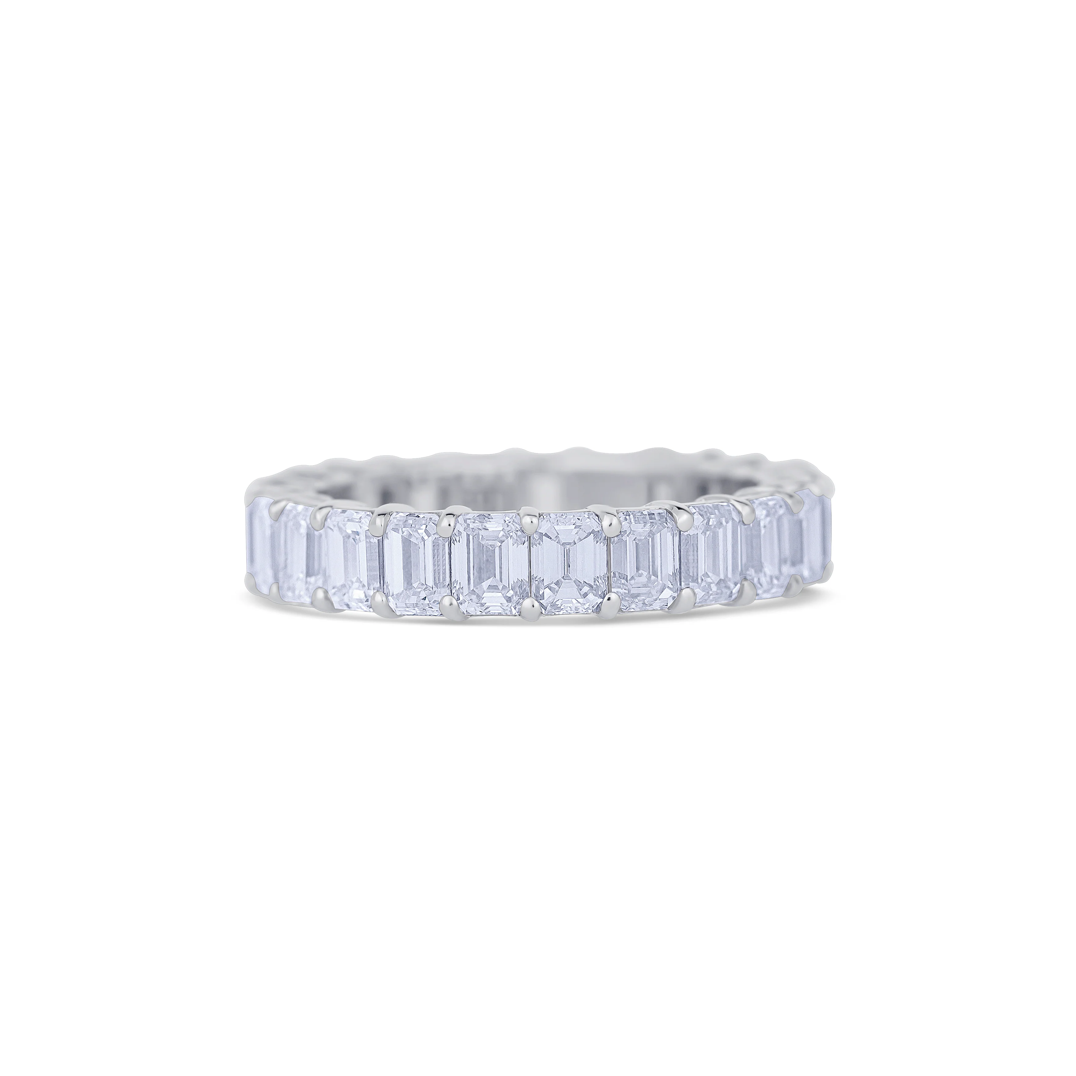 18K White Gold Emerald Cut Diamond Eternity Wedding Band - Image 2