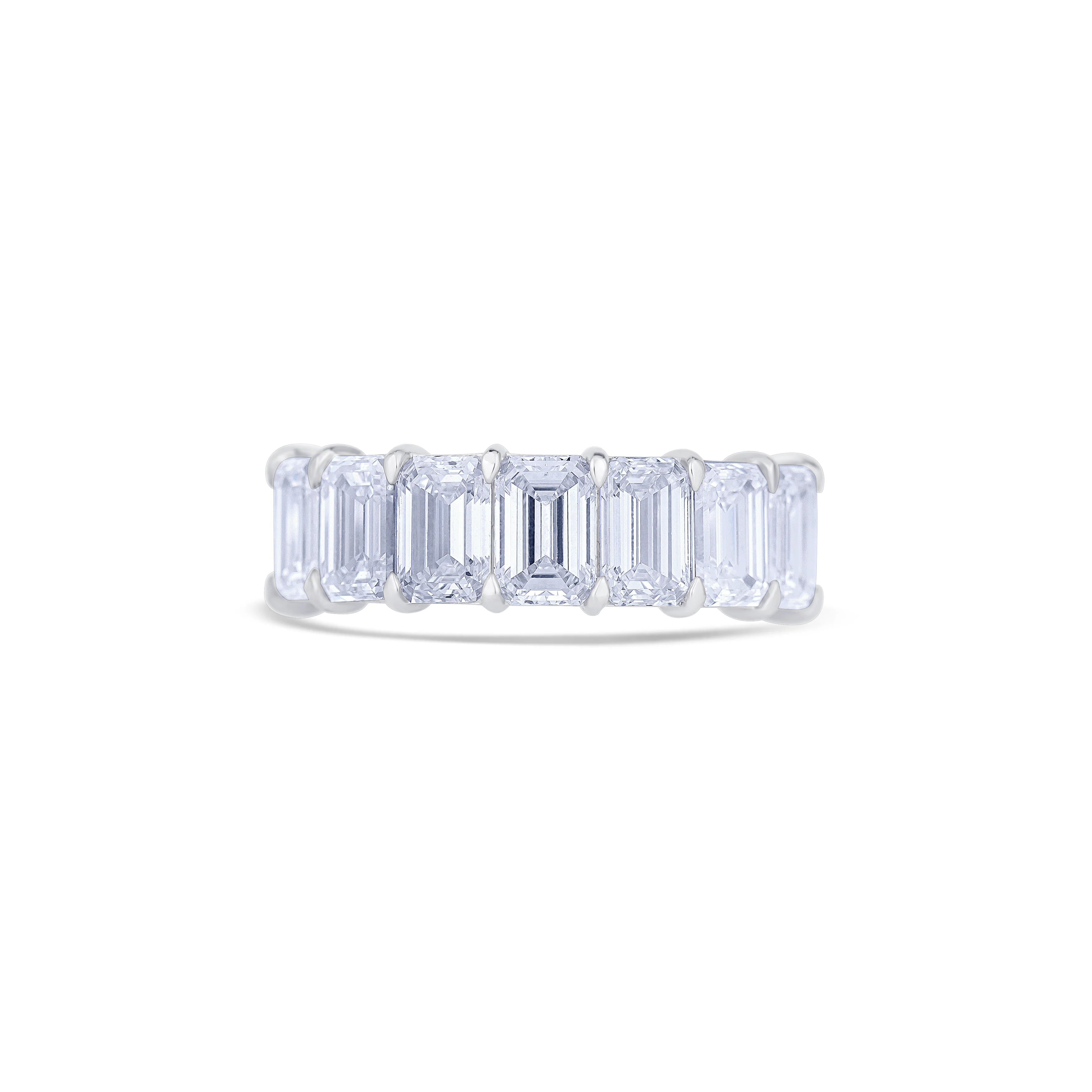 18K White Gold Emerald Cut Diamond Halfway Wedding Band