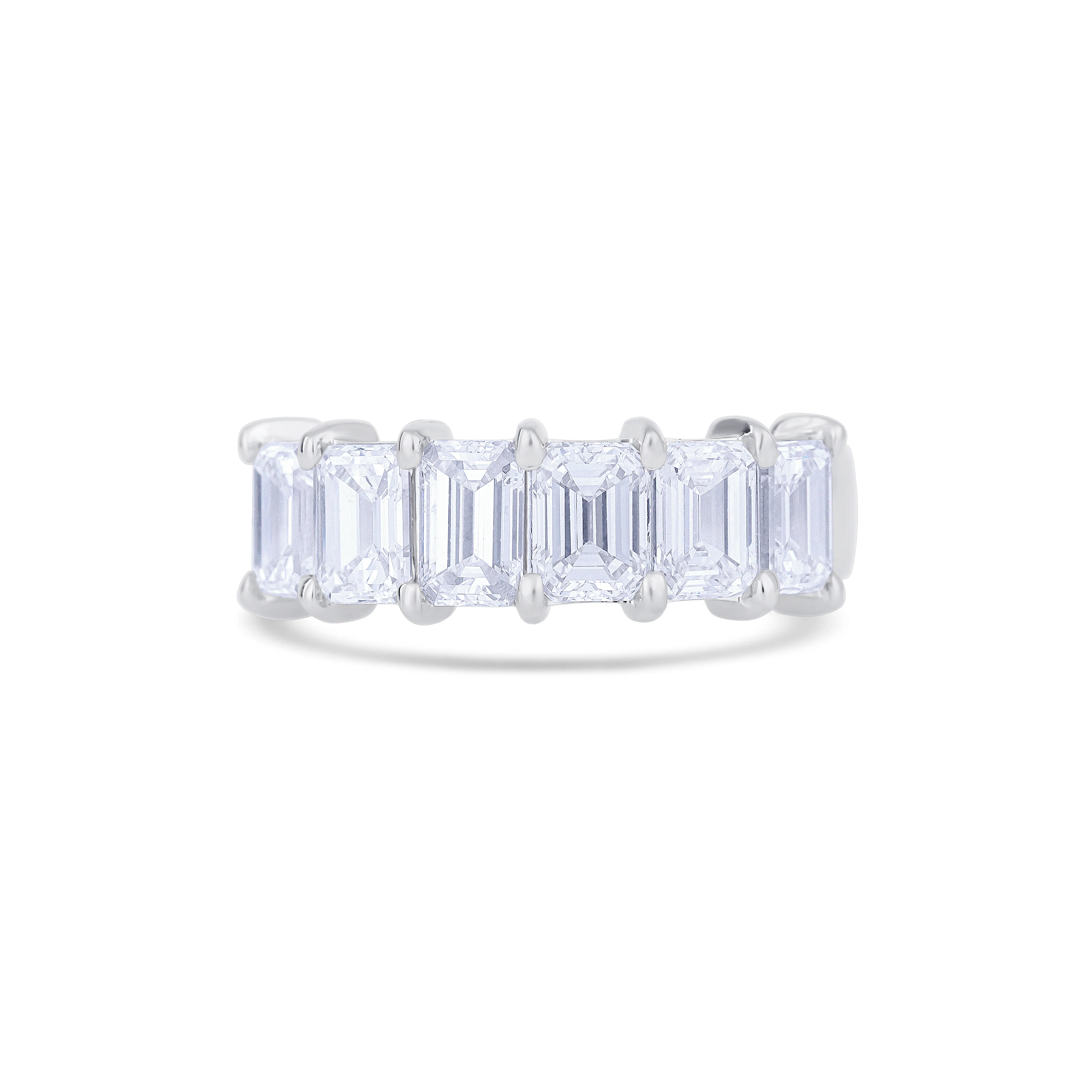 18K White Gold Emerald Cut Diamond Halfway Wedding Band