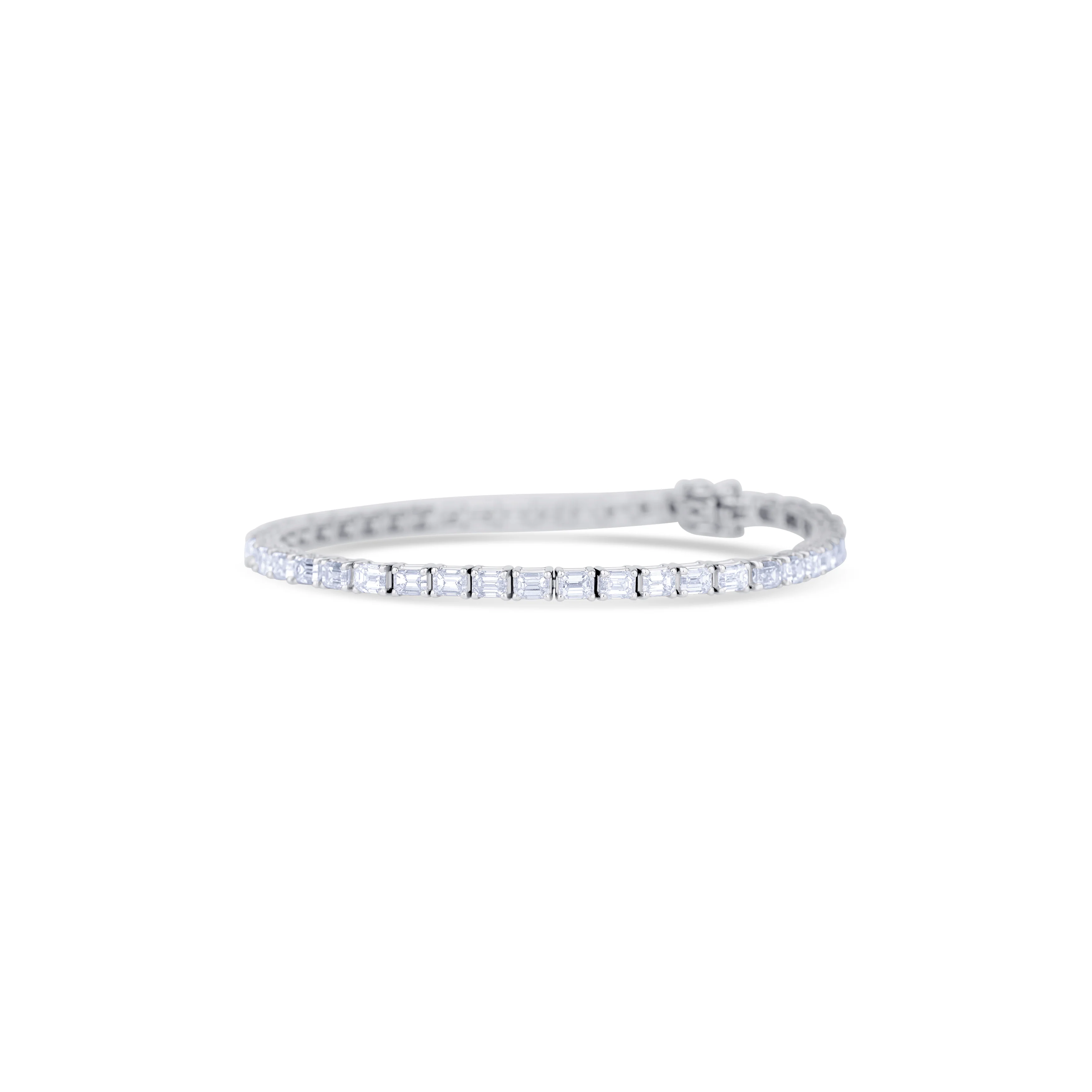 18K White Gold Emerald Cut Diamond Line Bracelet - Image 2