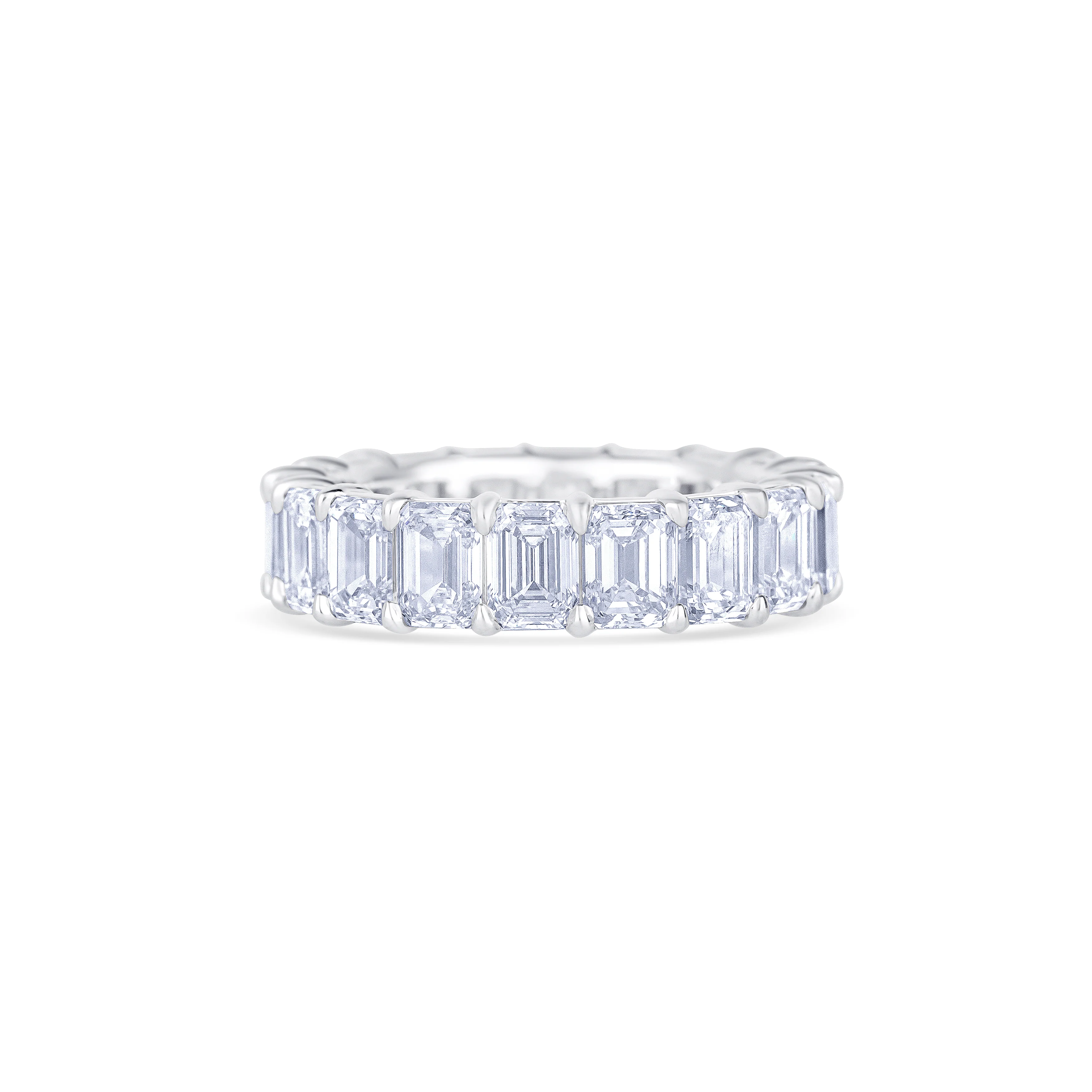 18K White Gold Emerald Cut Diamond Wedding Band