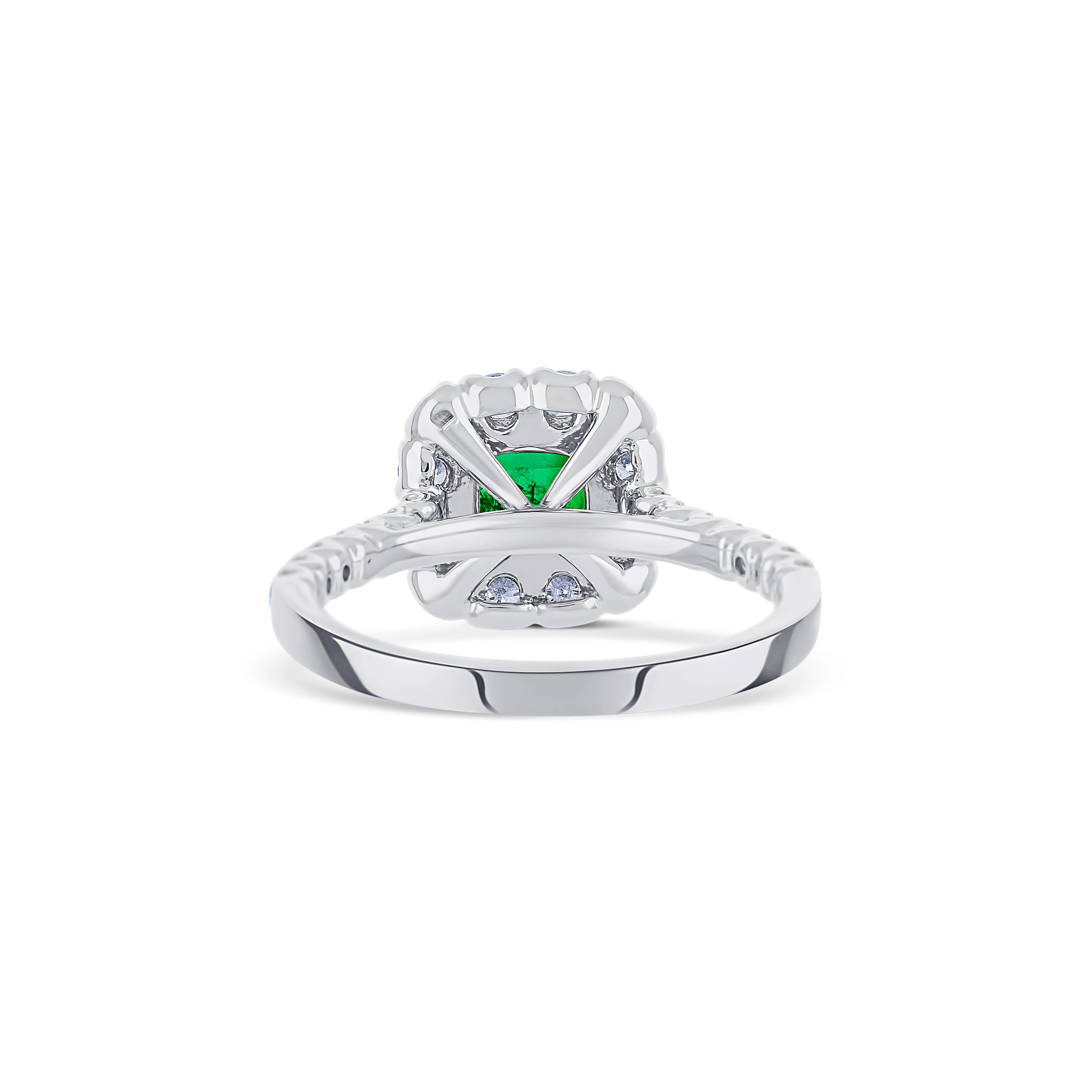 18K White Gold Emerald Halo Ring - Image 4