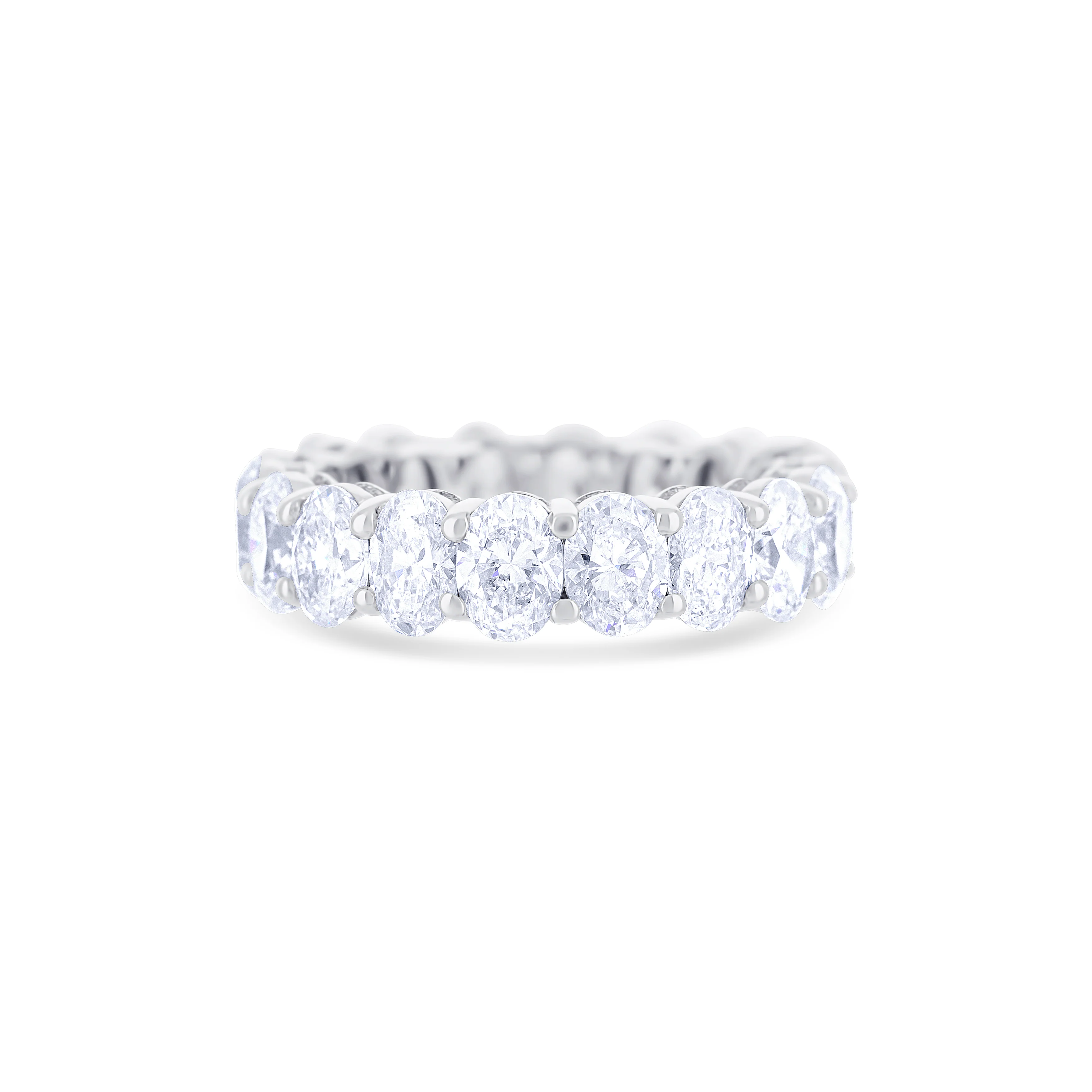 18K White Gold Eternity Band with Oval Diamonds - Image 2