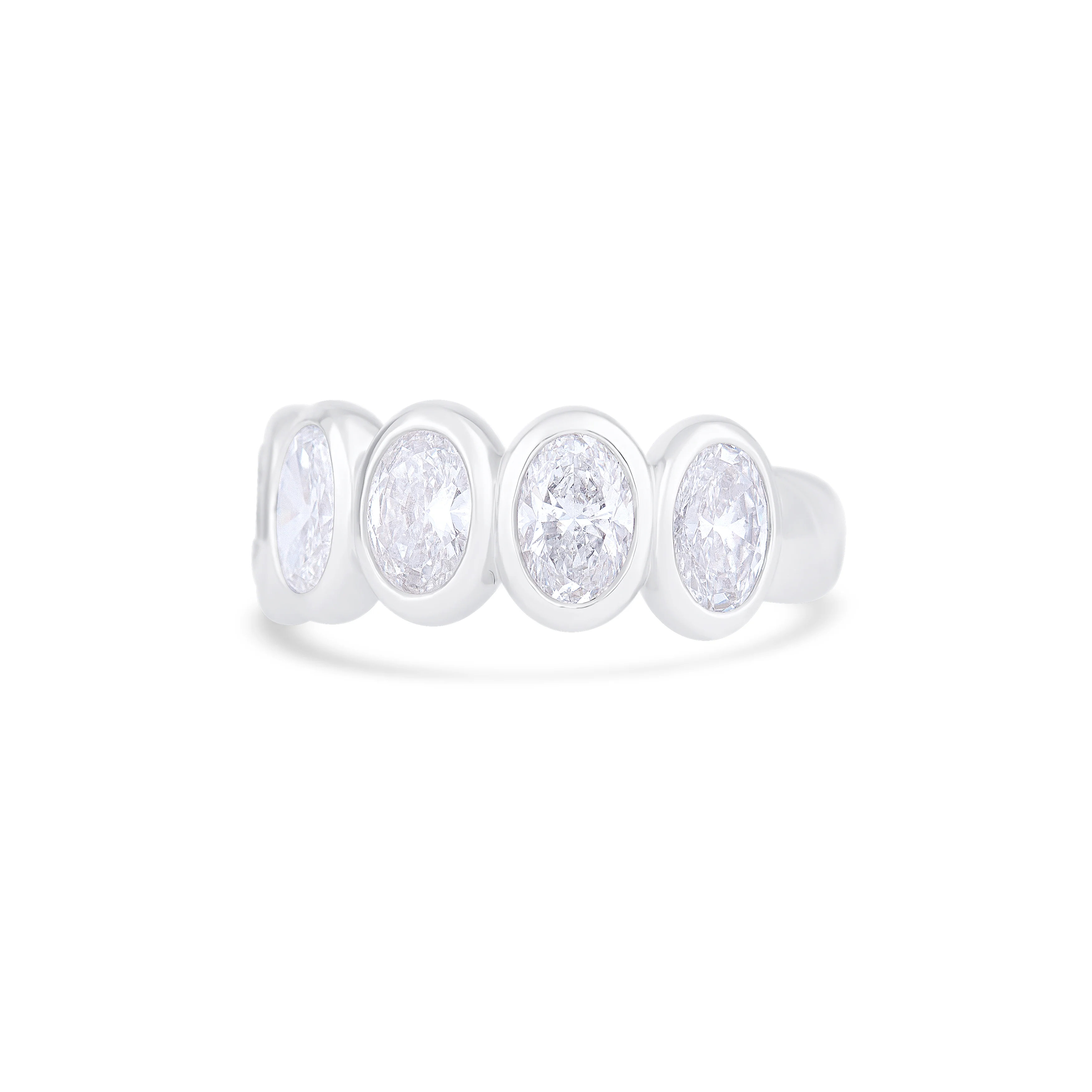 18K White Gold Five-Stone Oval Bezel Set Diamond Band - Image 2