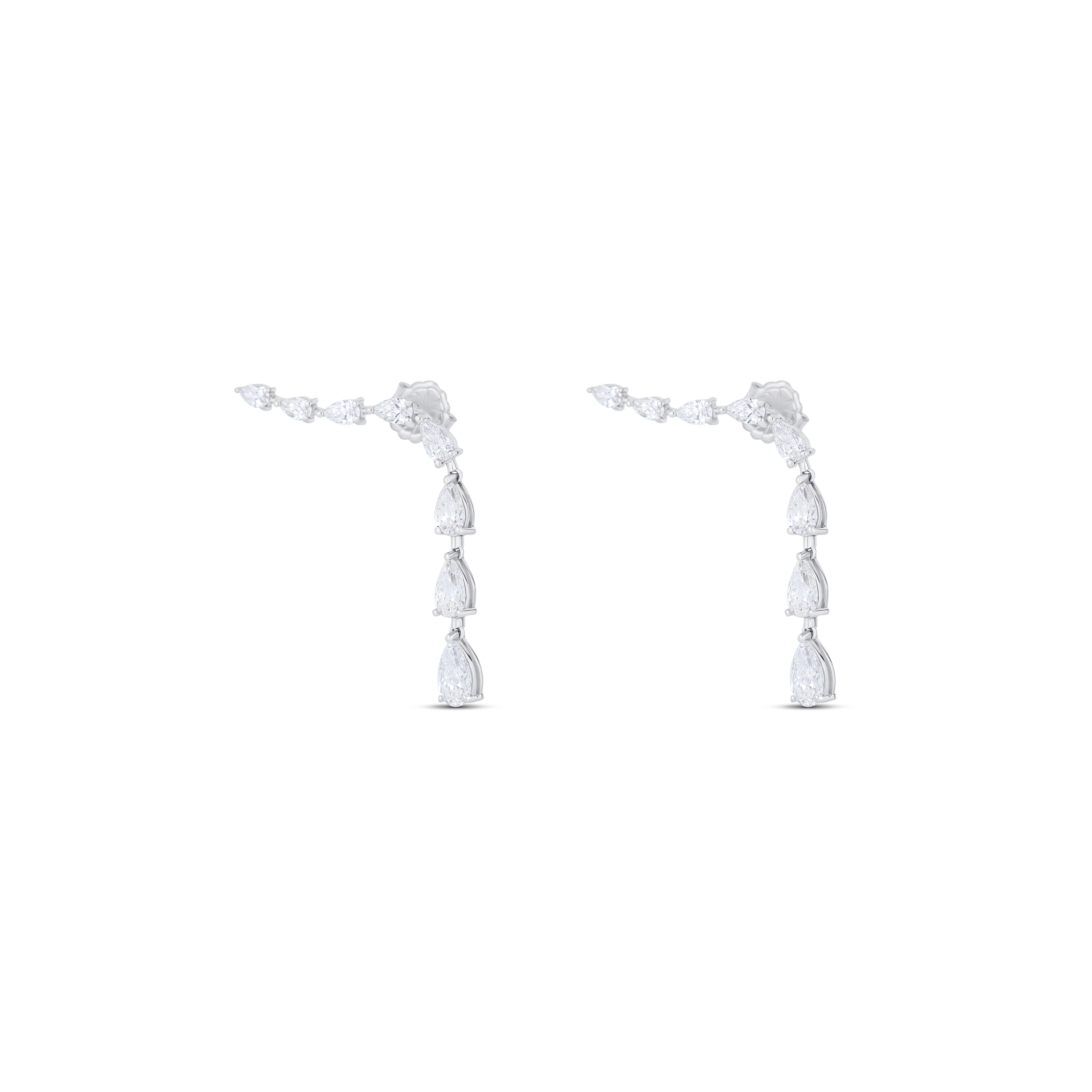 18K White Gold Graduated Diamond Drop Earrings - Image 2
