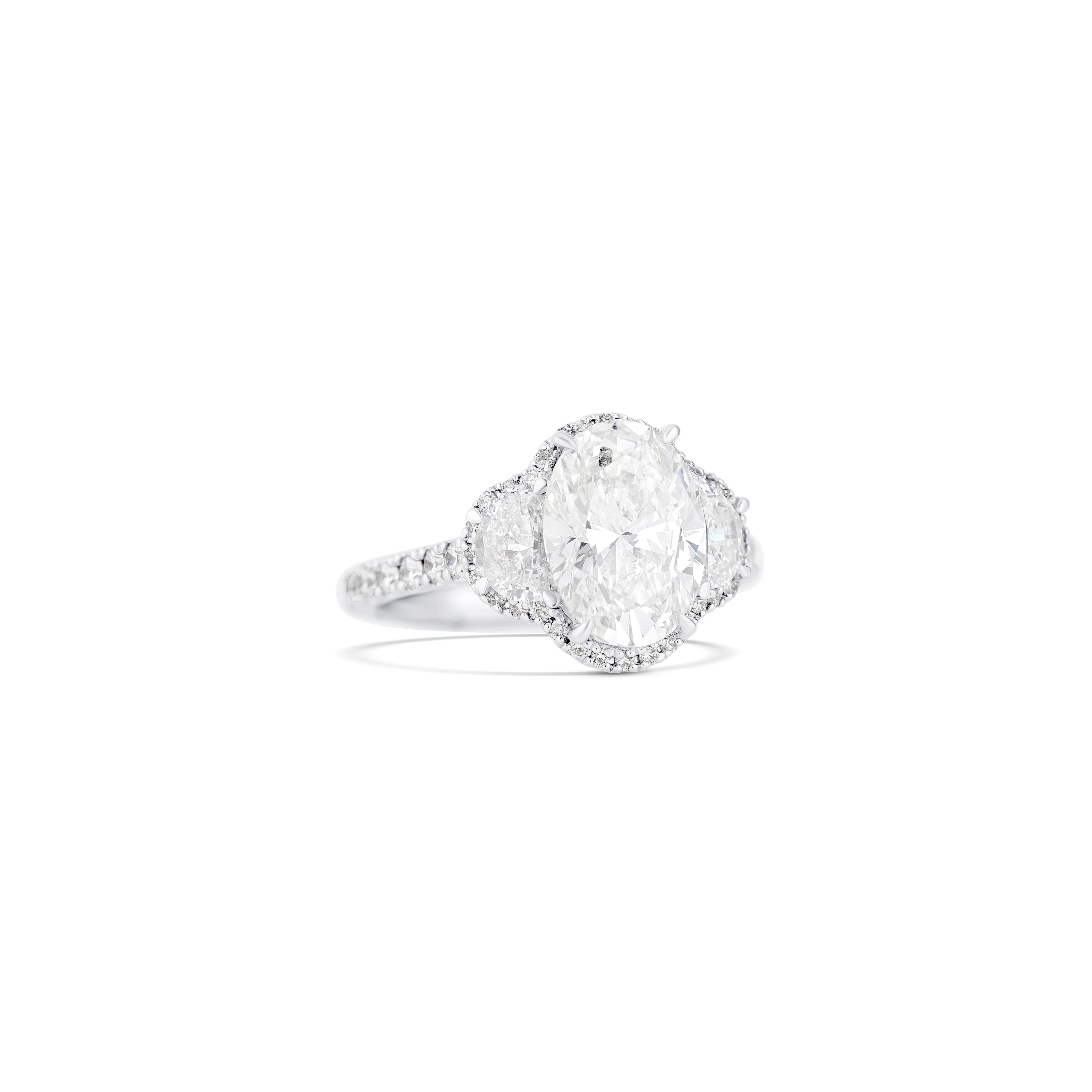 18K White Gold Lab Grown Oval Diamond Engagement Ring 3.00 ct - Image 3
