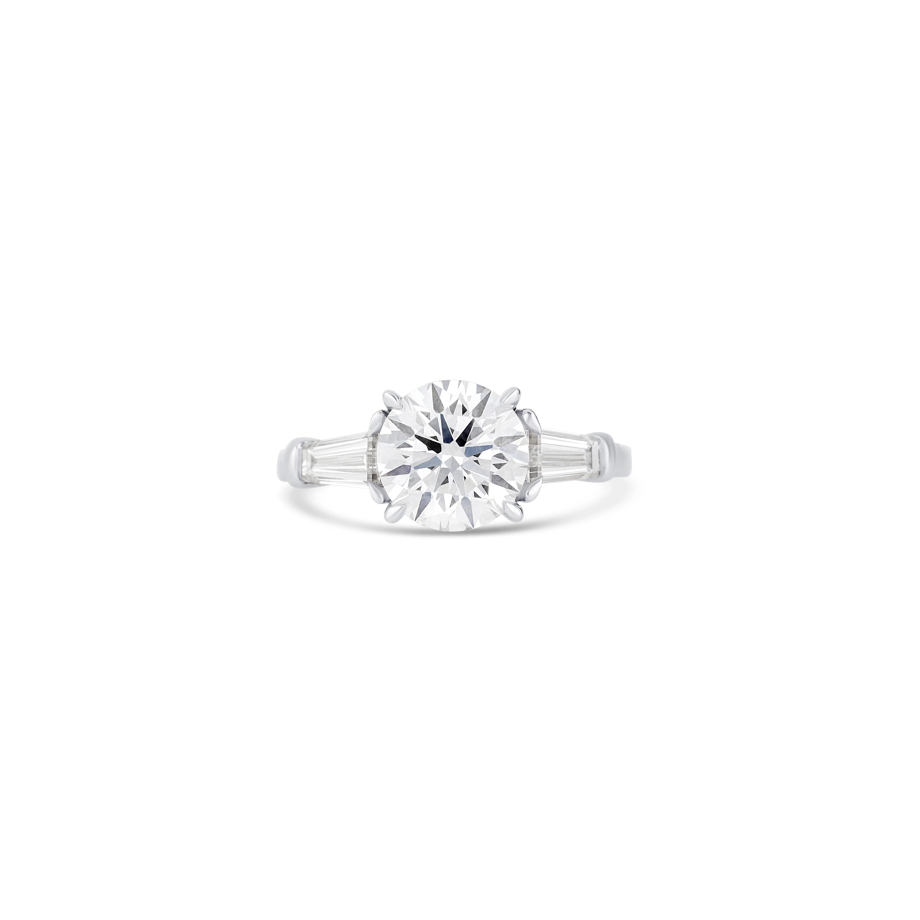 18K White Gold Lab Grown Round Diamond Engagement Ring 2.55 ct
