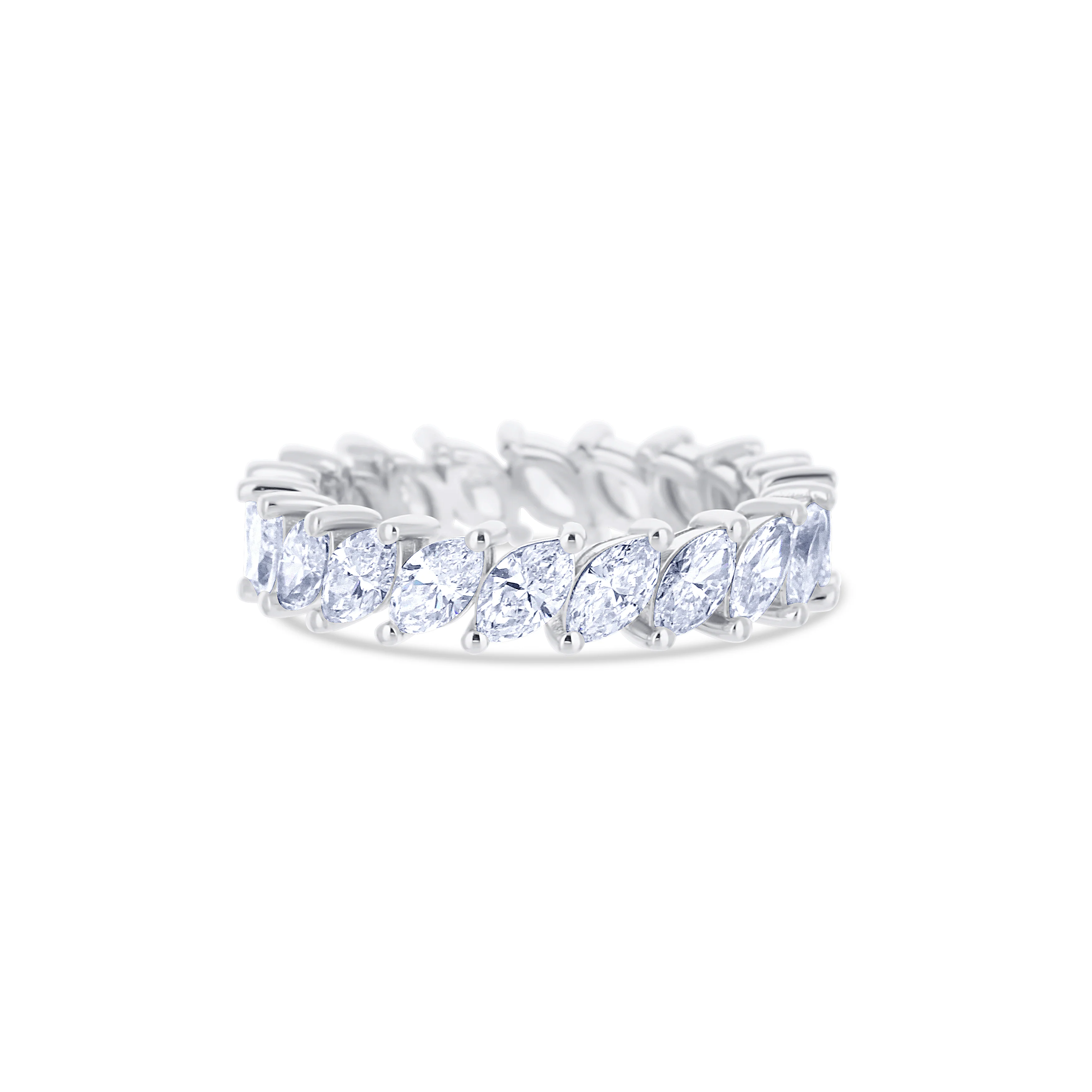 18K White Gold Marquise Cut Eternity Diamond Band - Image 2