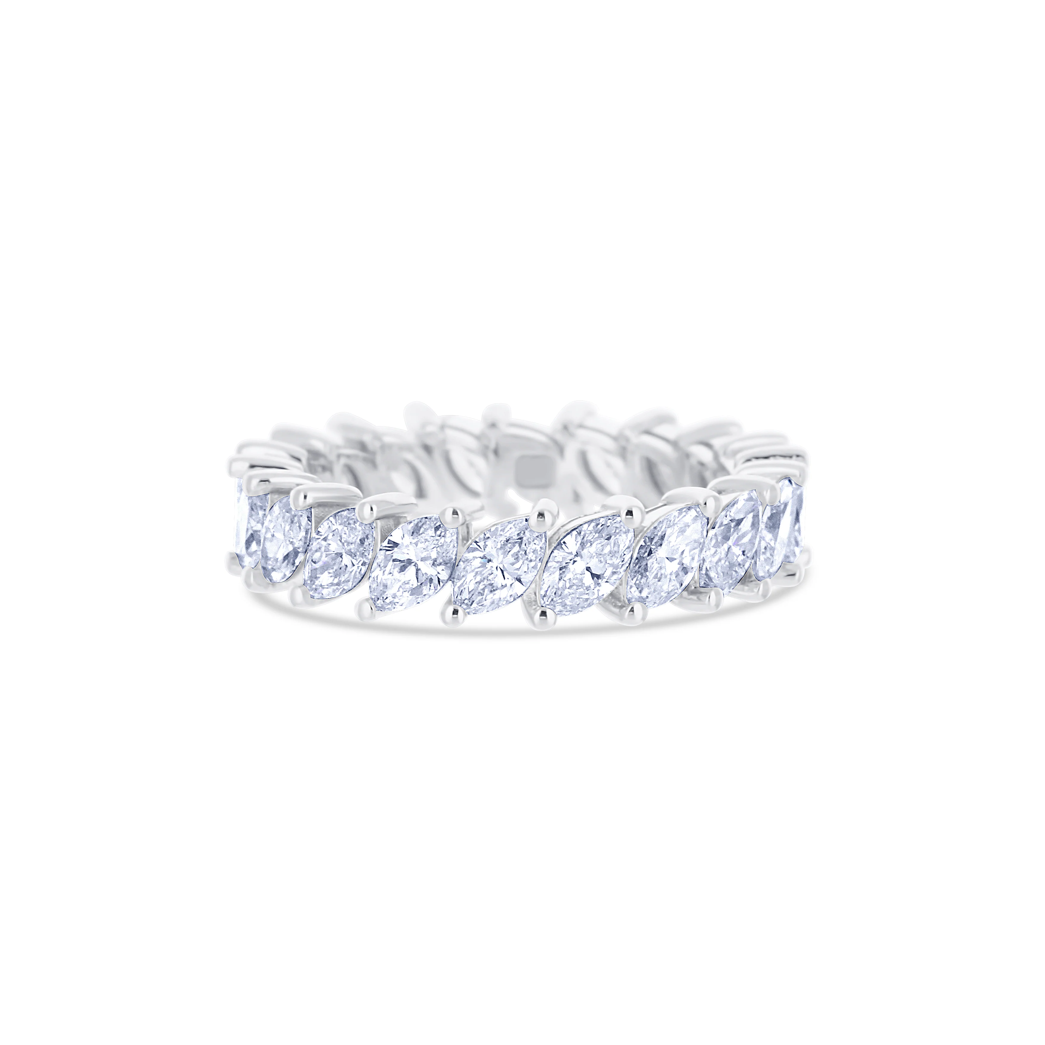 18K White Gold Marquise Cut Eternity Diamond Band - Image 3