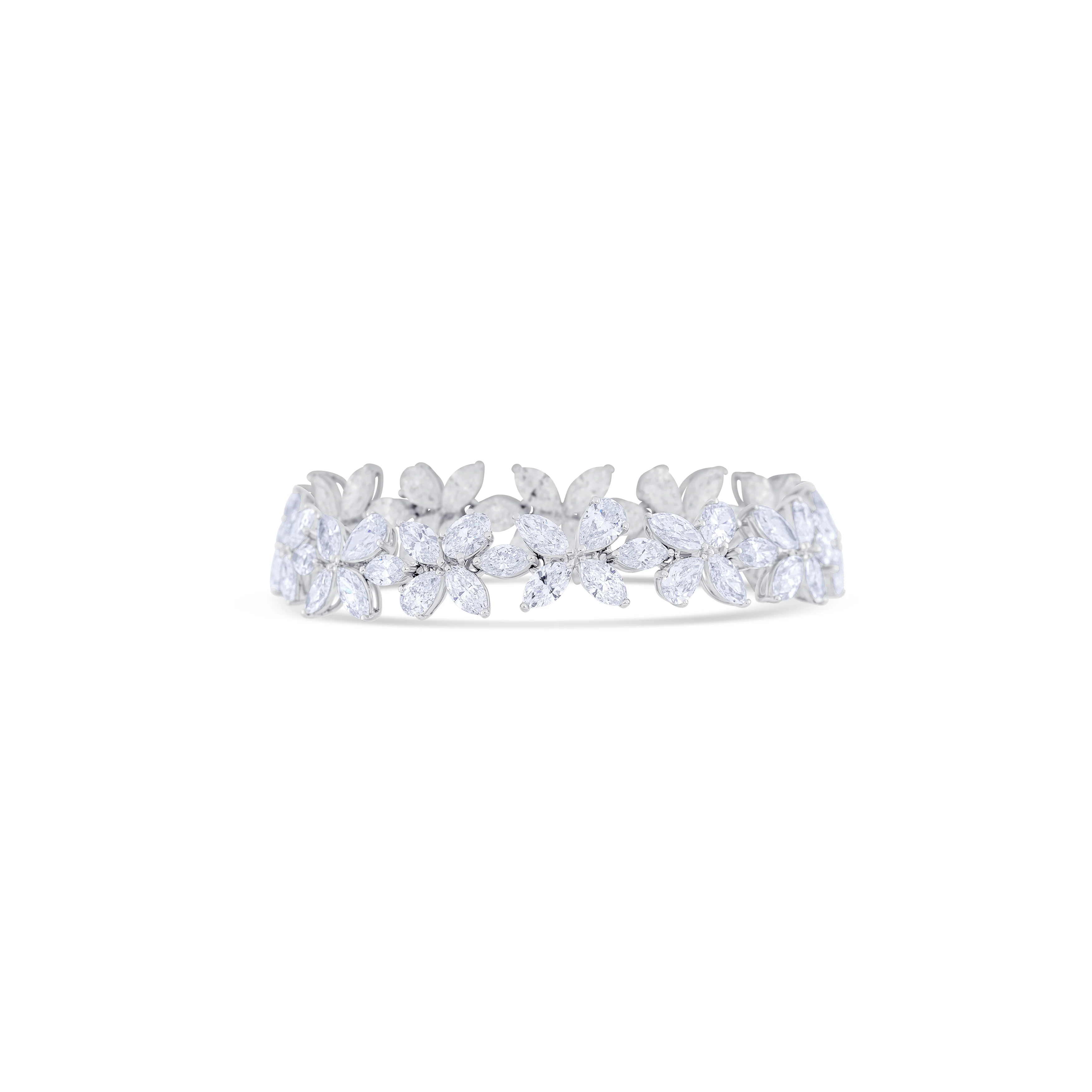 18K White Gold Marquise, Oval and Pear Cut Diamond Bracelet - Image 2