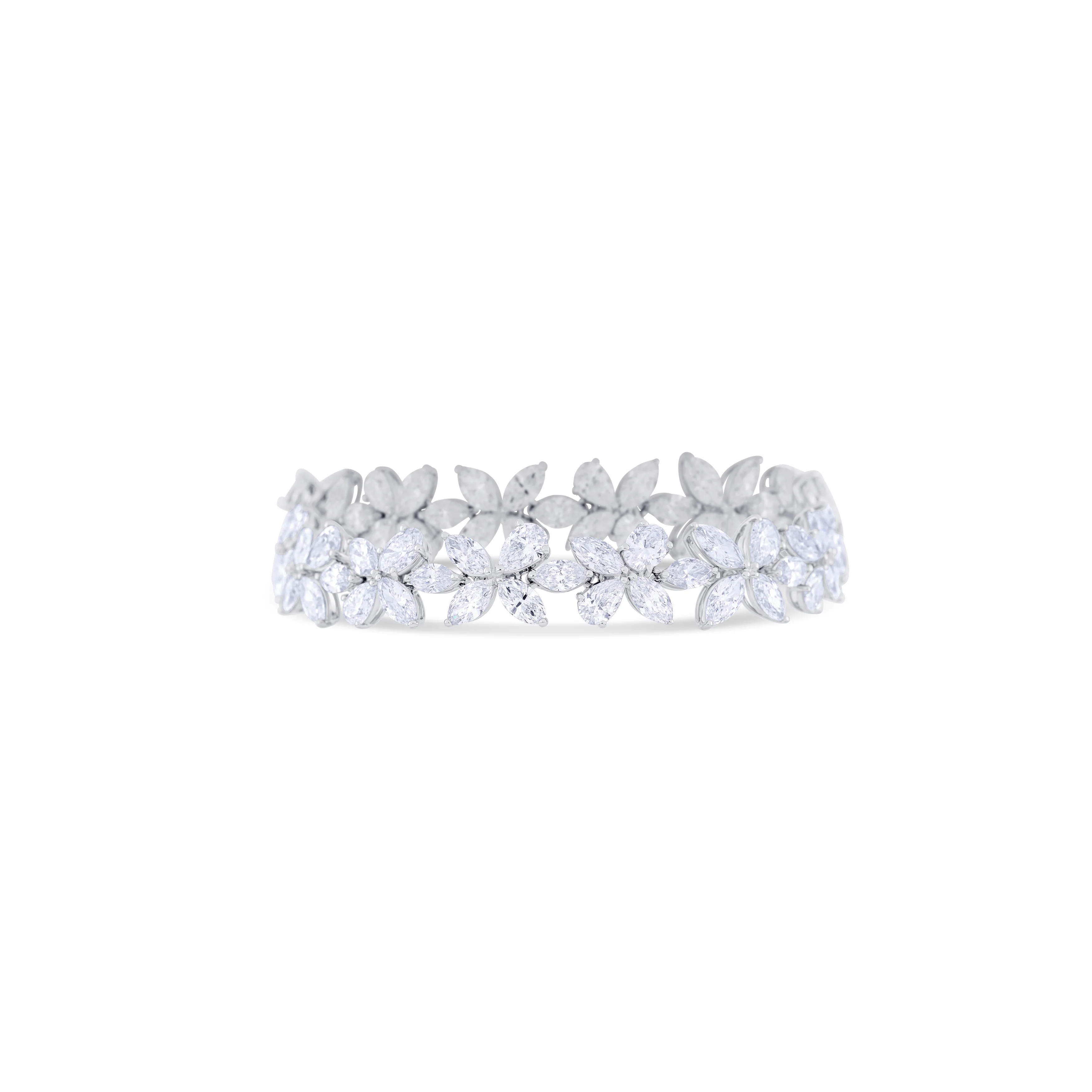 18K White Gold Marquise, Oval and Pear Cut Diamond Bracelet - Image 3