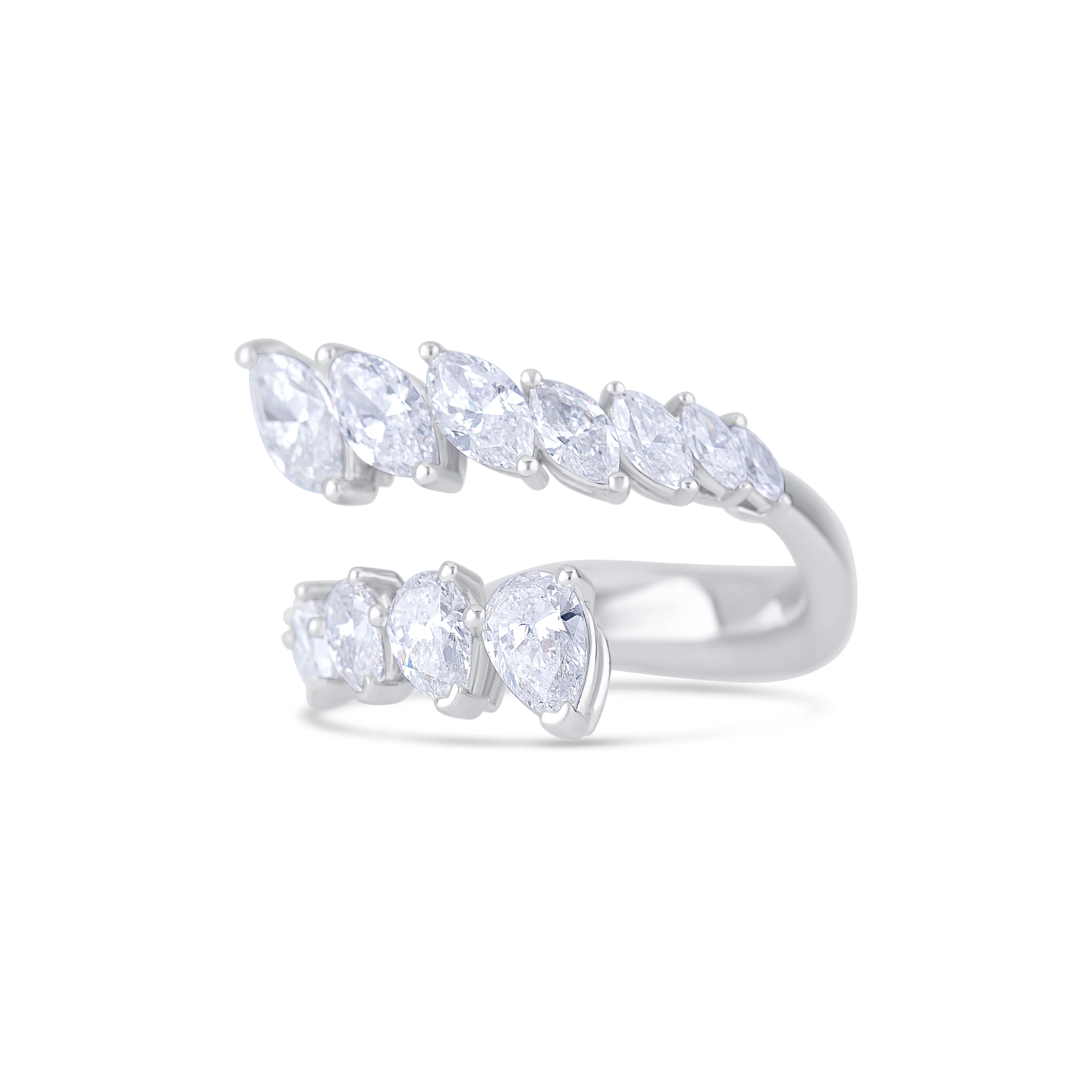 18K White Gold Multi Shape Diamond Fashion Ring - Image 2