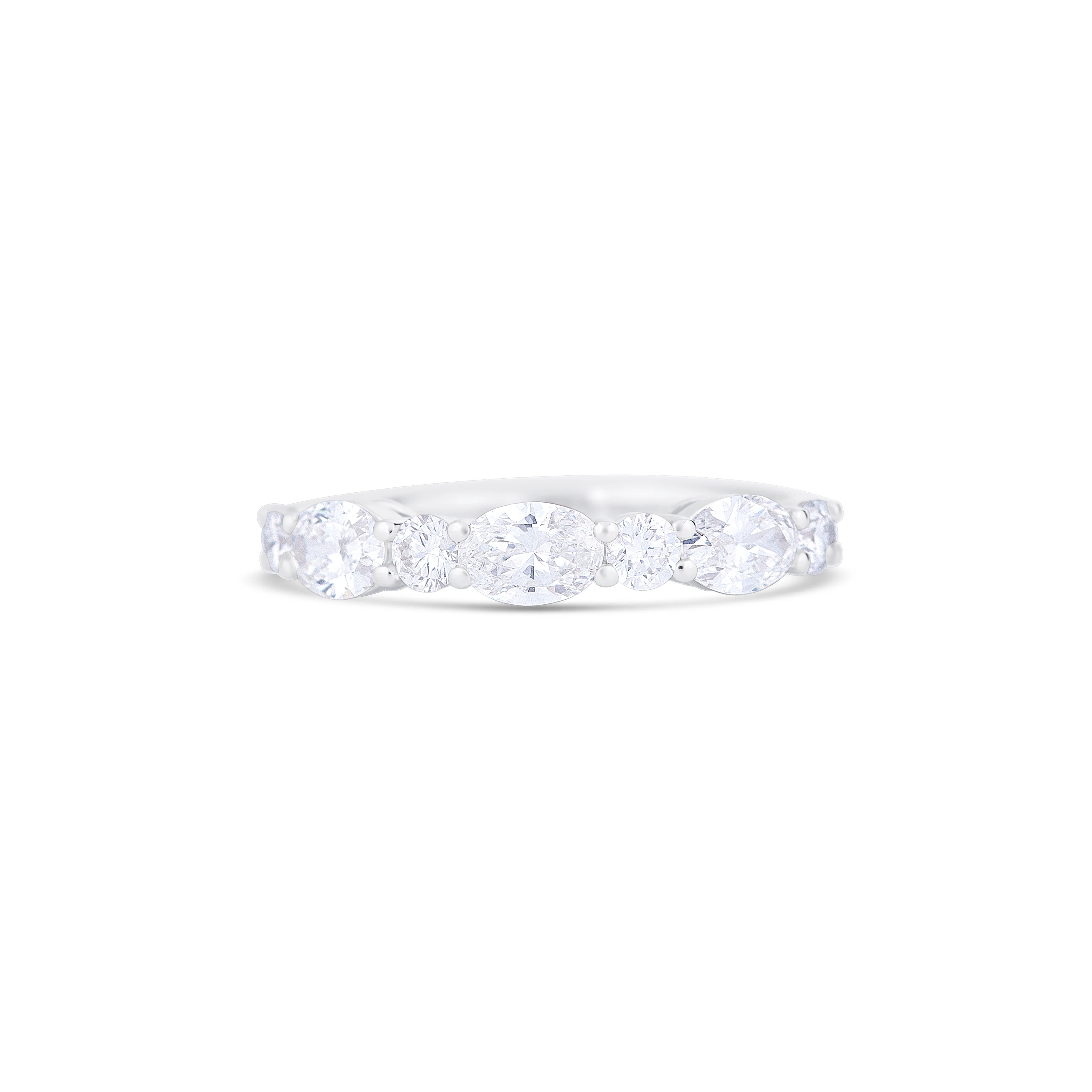 18K White Gold Multi Shape Diamond Half Eternity Band