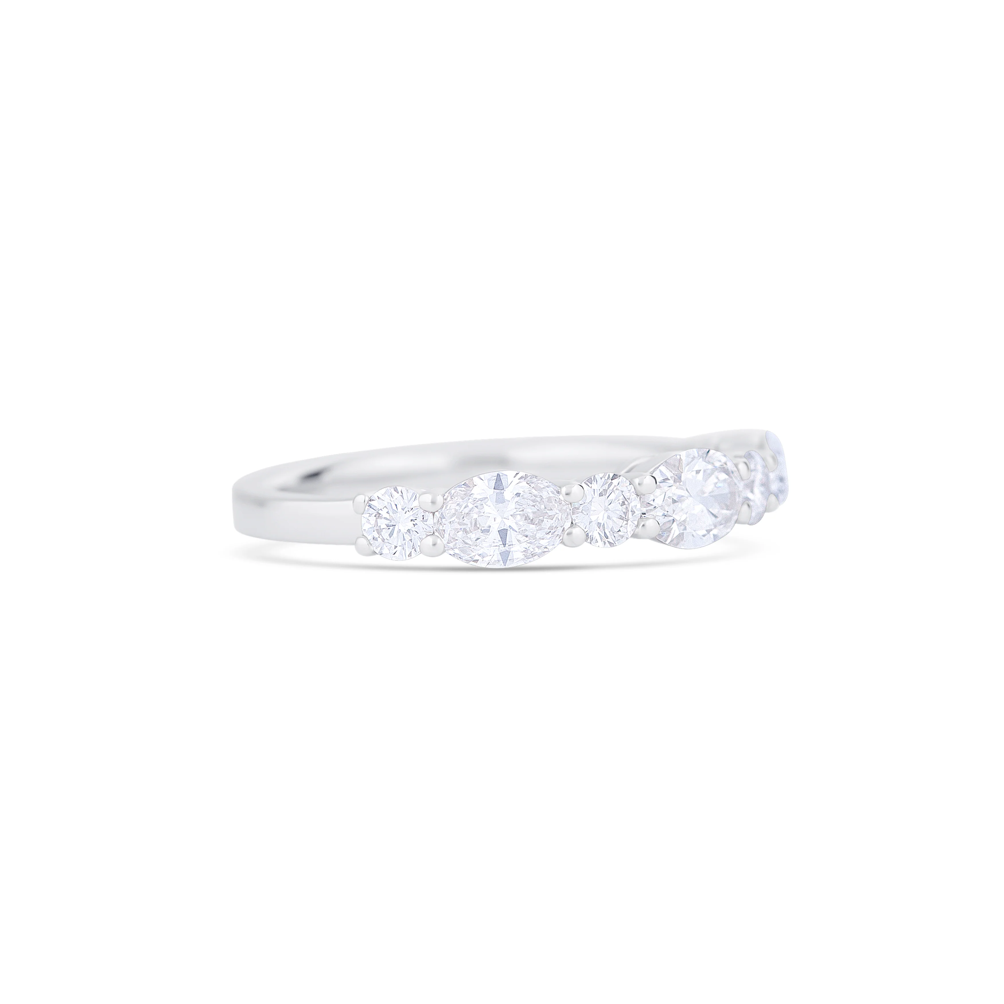 18K White Gold Multi Shape Diamond Half Eternity Band - Image 3