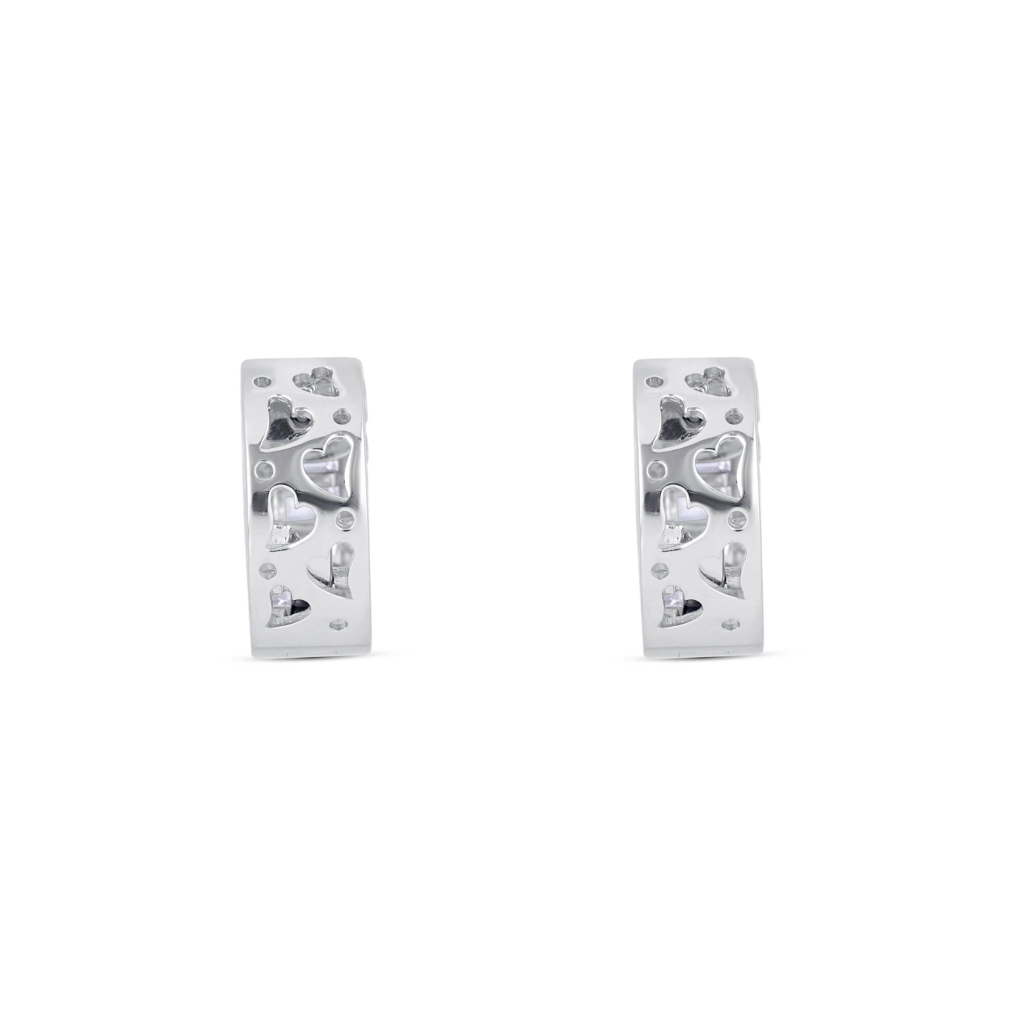 18K White Gold Multi Shape Diamond Huggie Earrings - Image 4