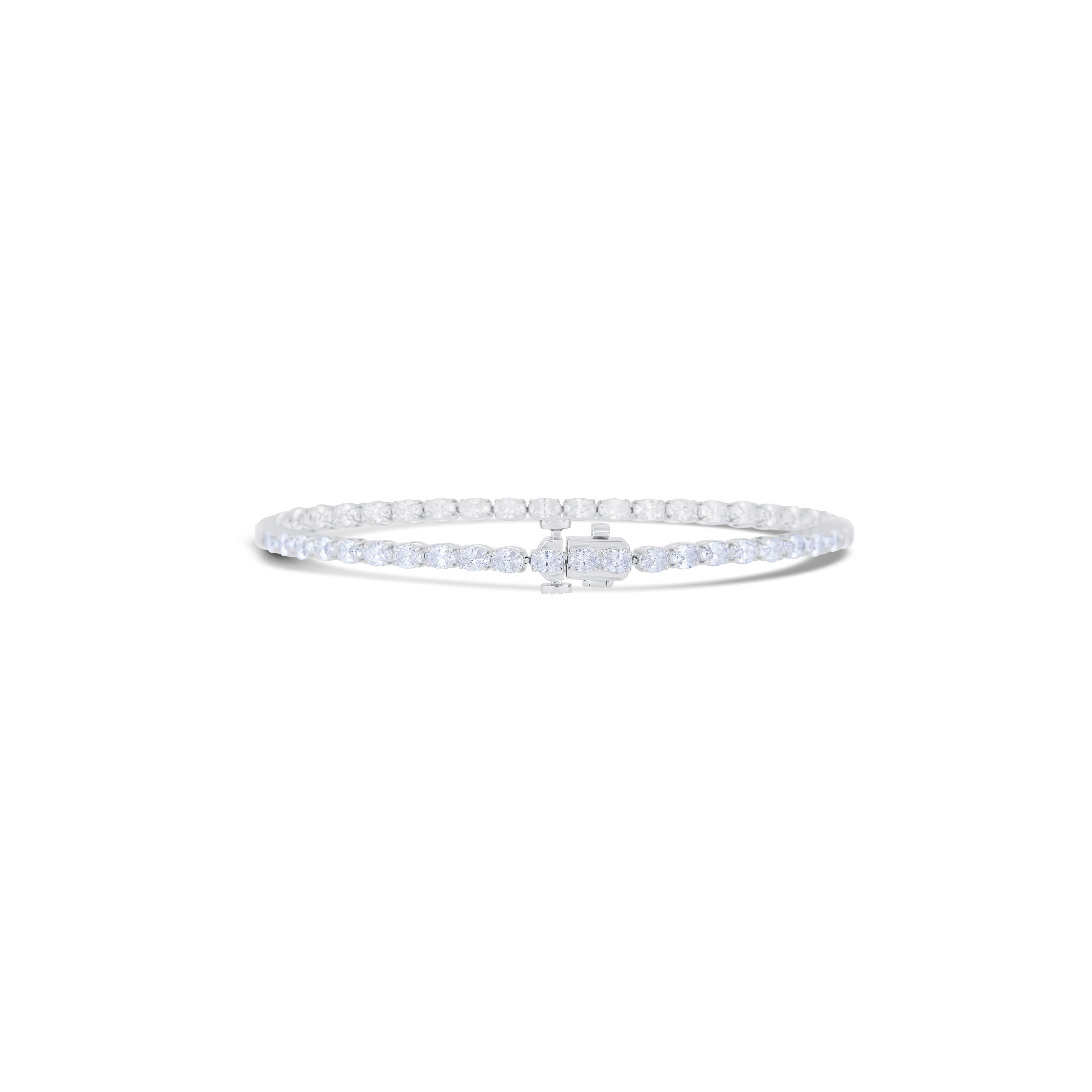 18K White Gold Oval Cut Diamond Bracelet - Image 4