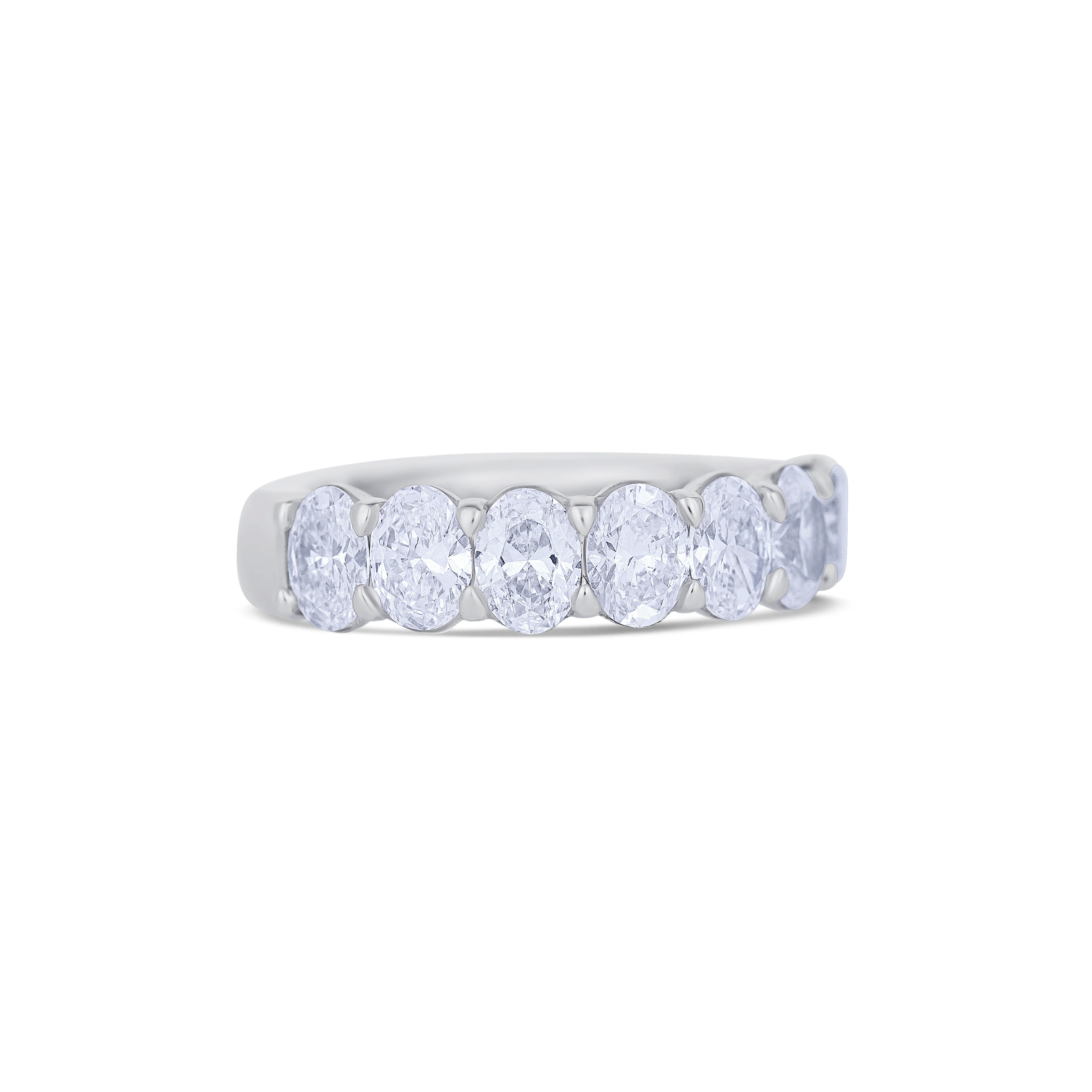 18K White Gold Oval Cut Diamond Eternity Buttercup Wedding Band