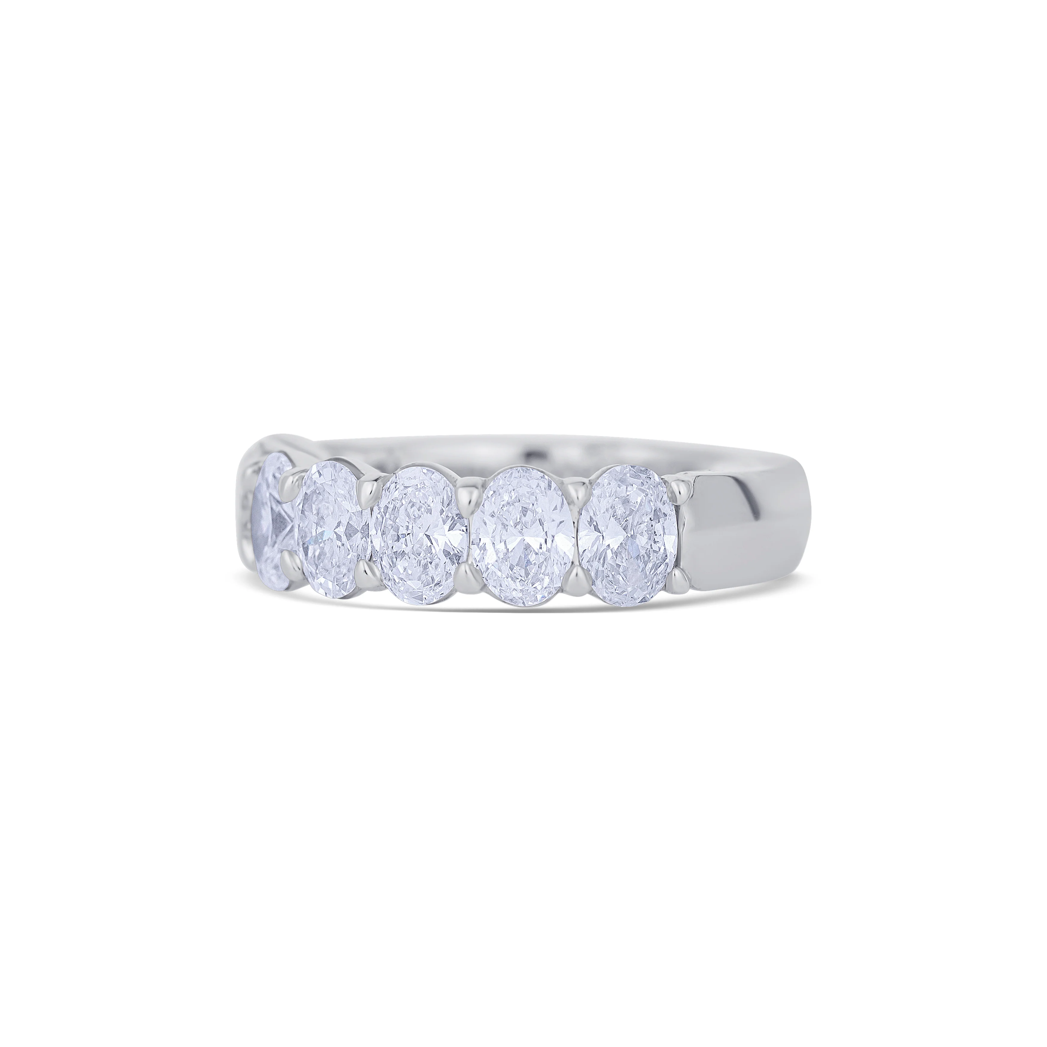 18K White Gold Oval Cut Diamond Eternity Buttercup Wedding Band - Image 2