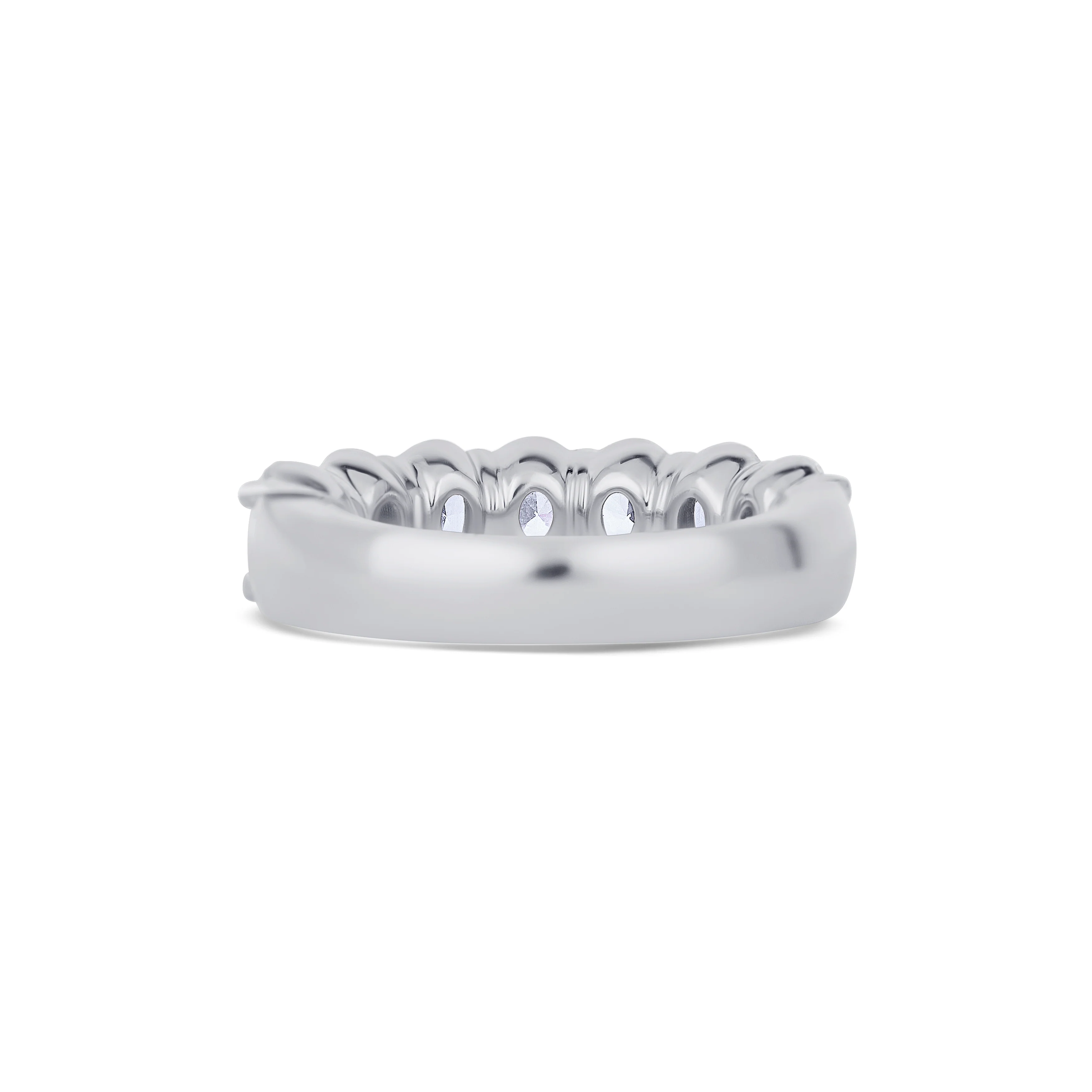 18K White Gold Oval Cut Diamond Eternity Buttercup Wedding Band - Image 4