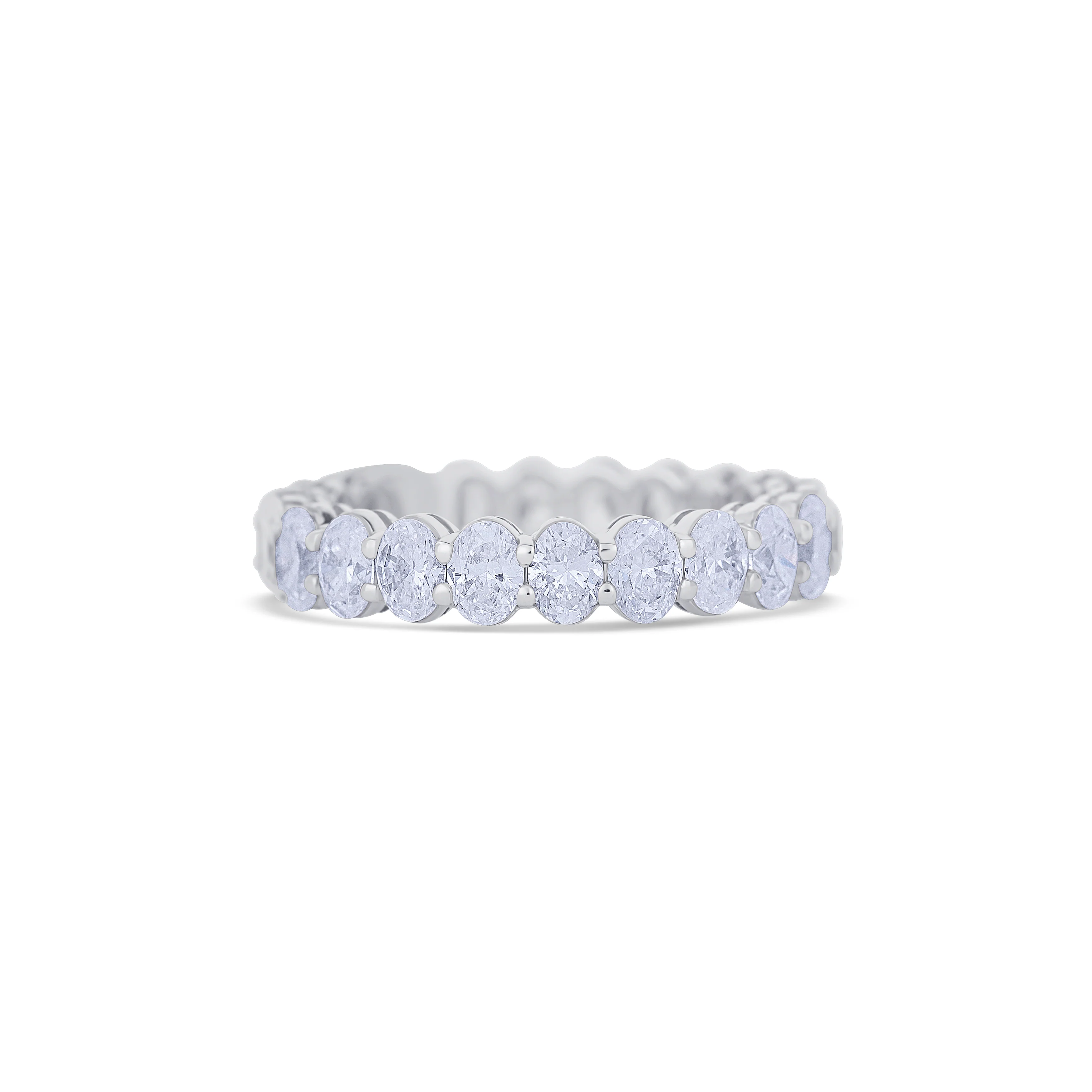 18K White Gold Oval Cut Diamond Eternity Wedding Band