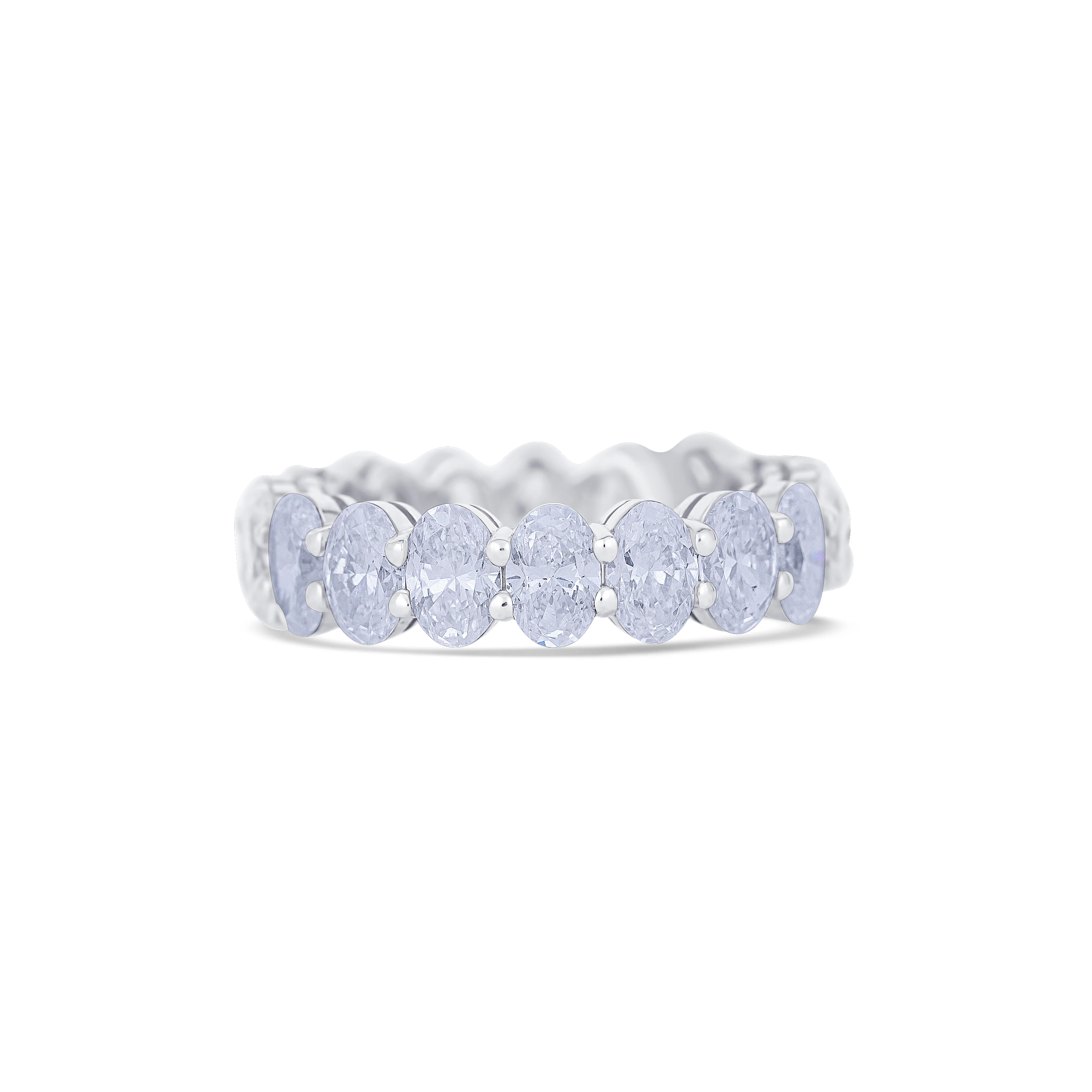 18K White Gold Oval Cut Diamond Eternity Wedding Band - Image 2