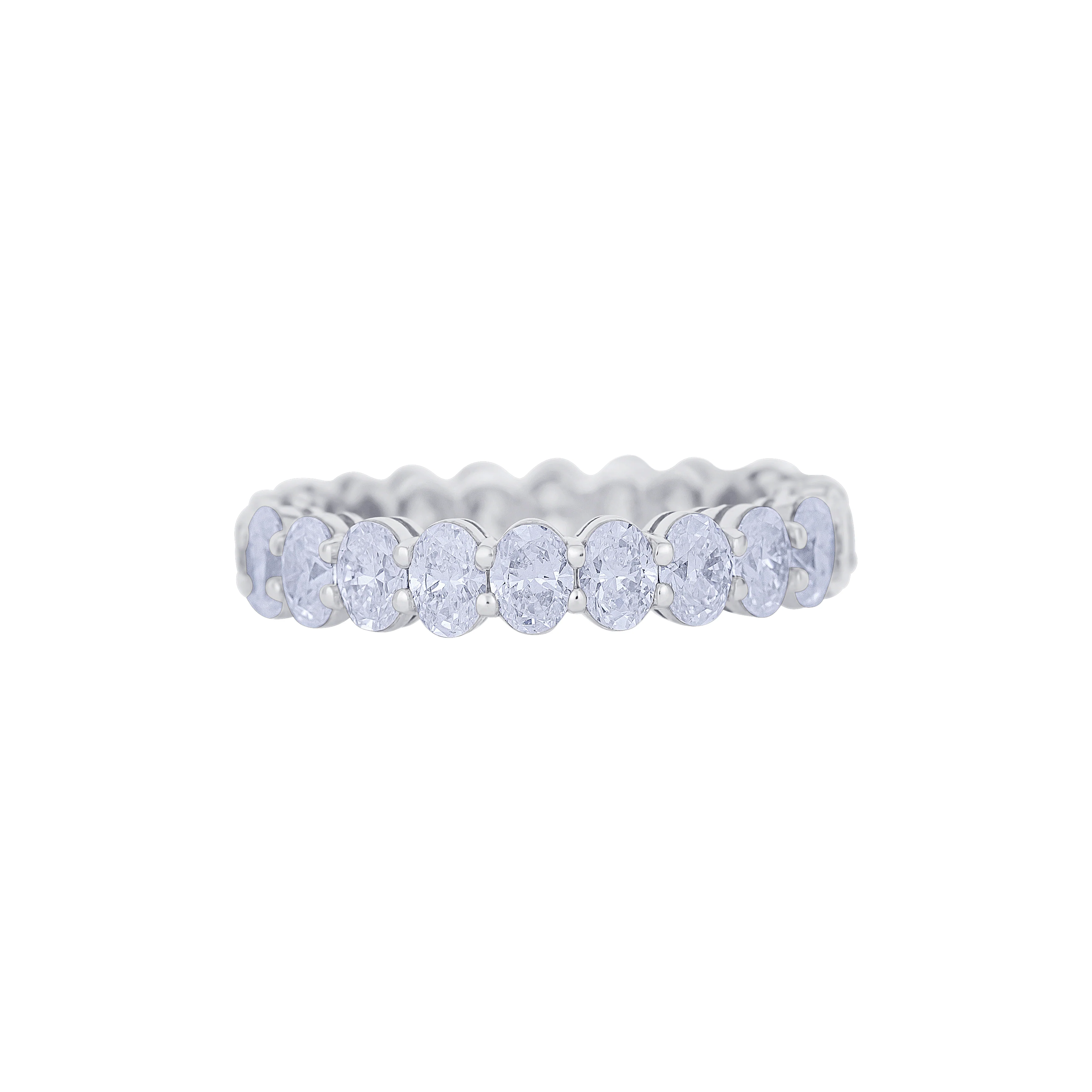 18K White Gold Oval Cut Diamond Eternity Wedding Band - Image 2