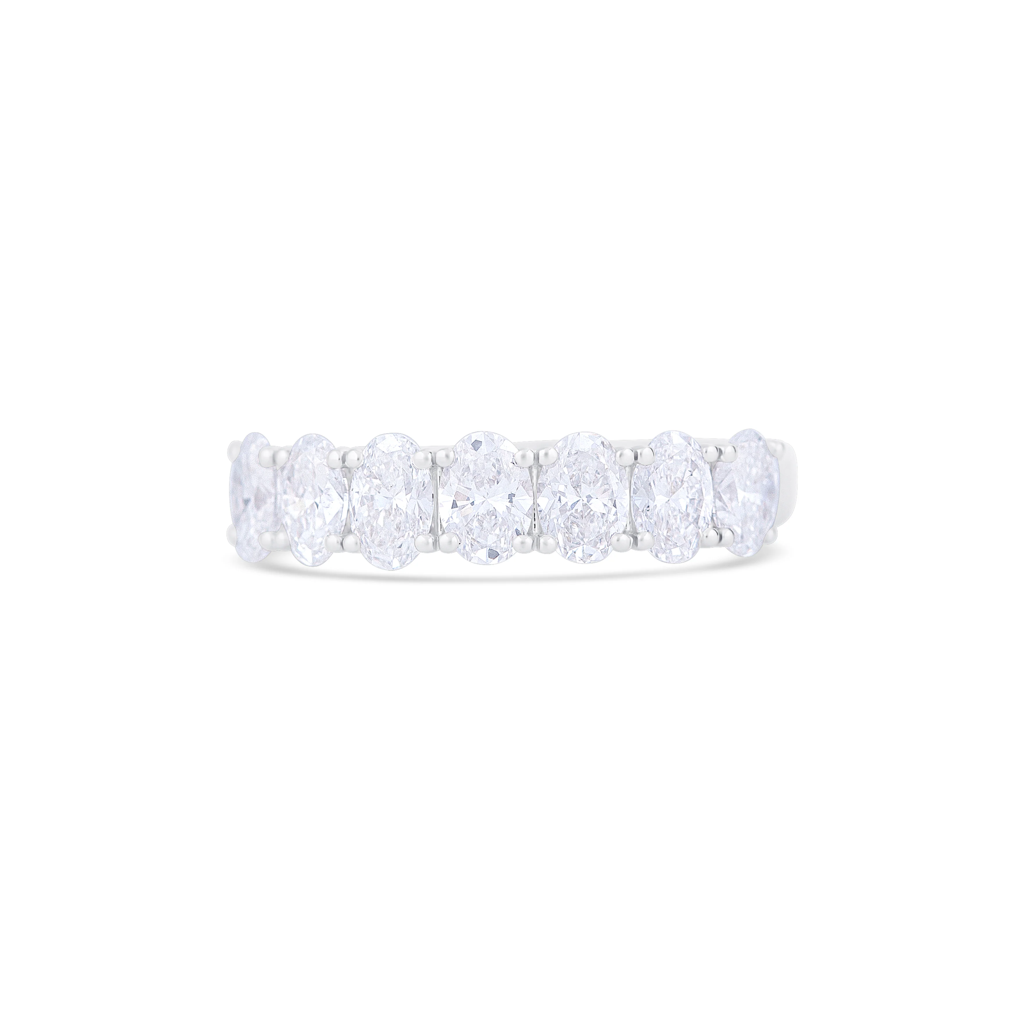 18K White Gold Oval Diamond Half Eternity Band