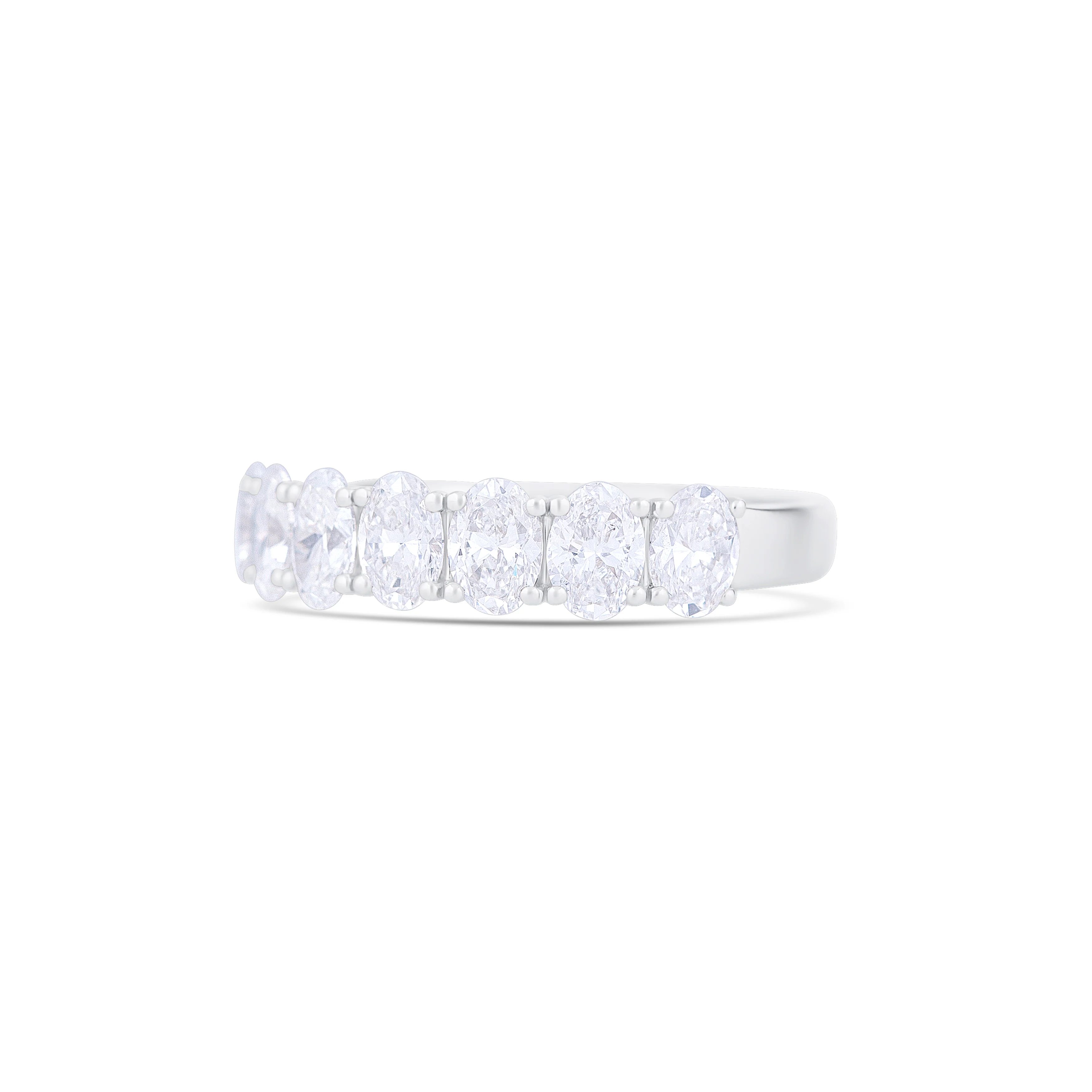 18K White Gold Oval Diamond Half Eternity Band - Image 2