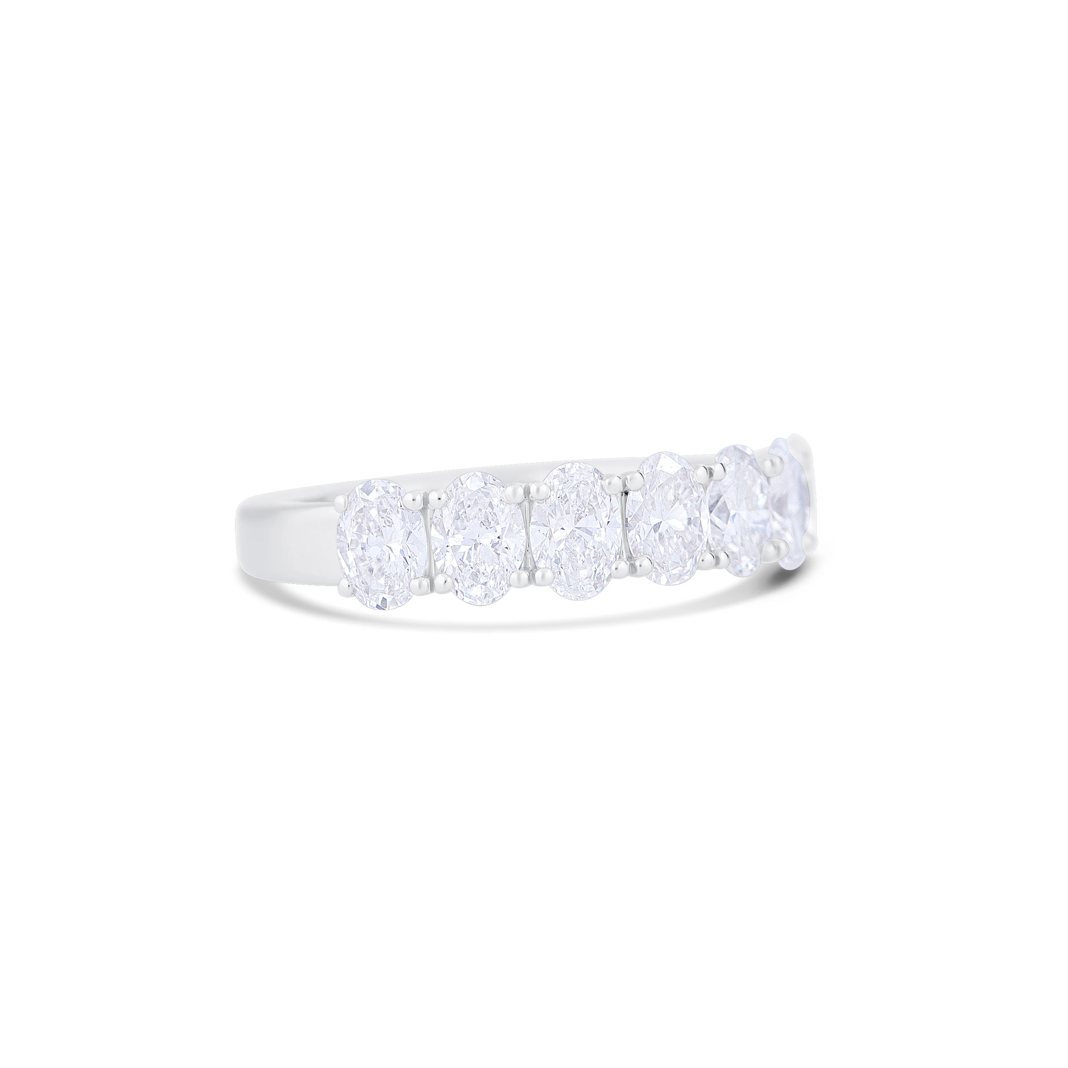 18K White Gold Oval Diamond Half Eternity Band - Image 3